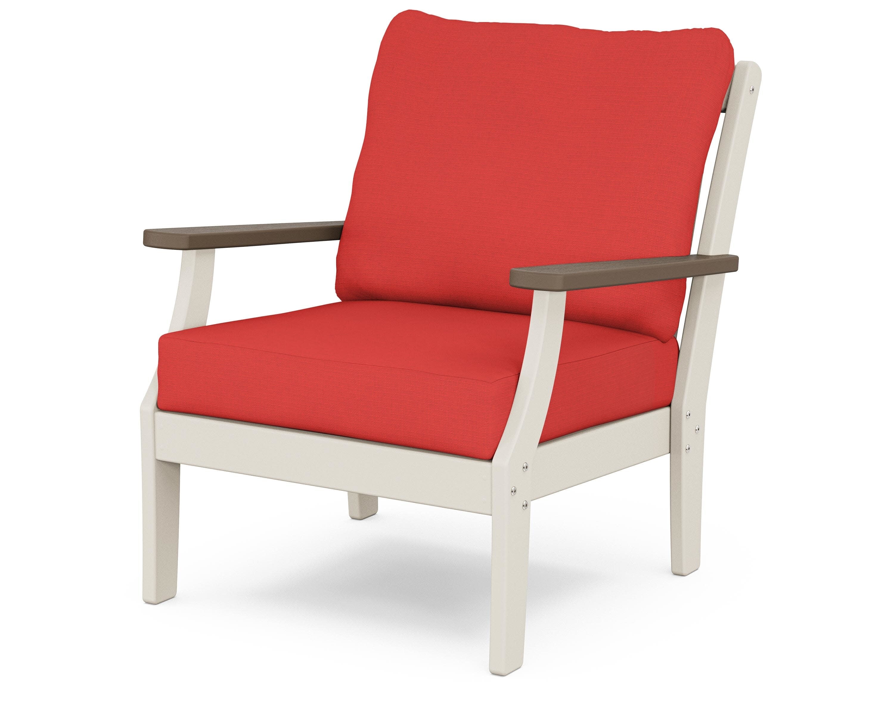 Braxton Deep Seating Chair in Sand / Kona / Crimson Linen