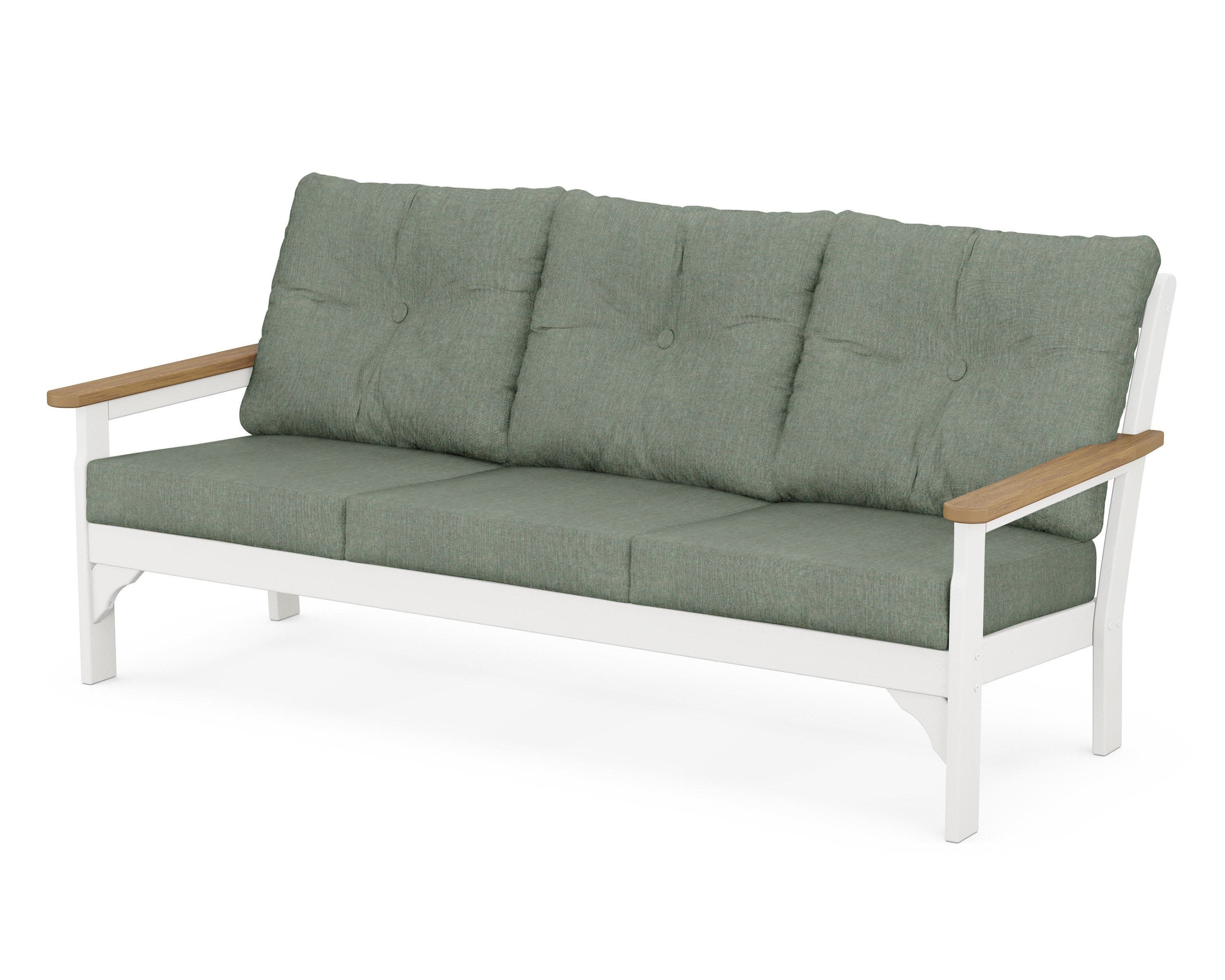 Vineyard Deep Seating Sofa in White / Natural / Cast Sage