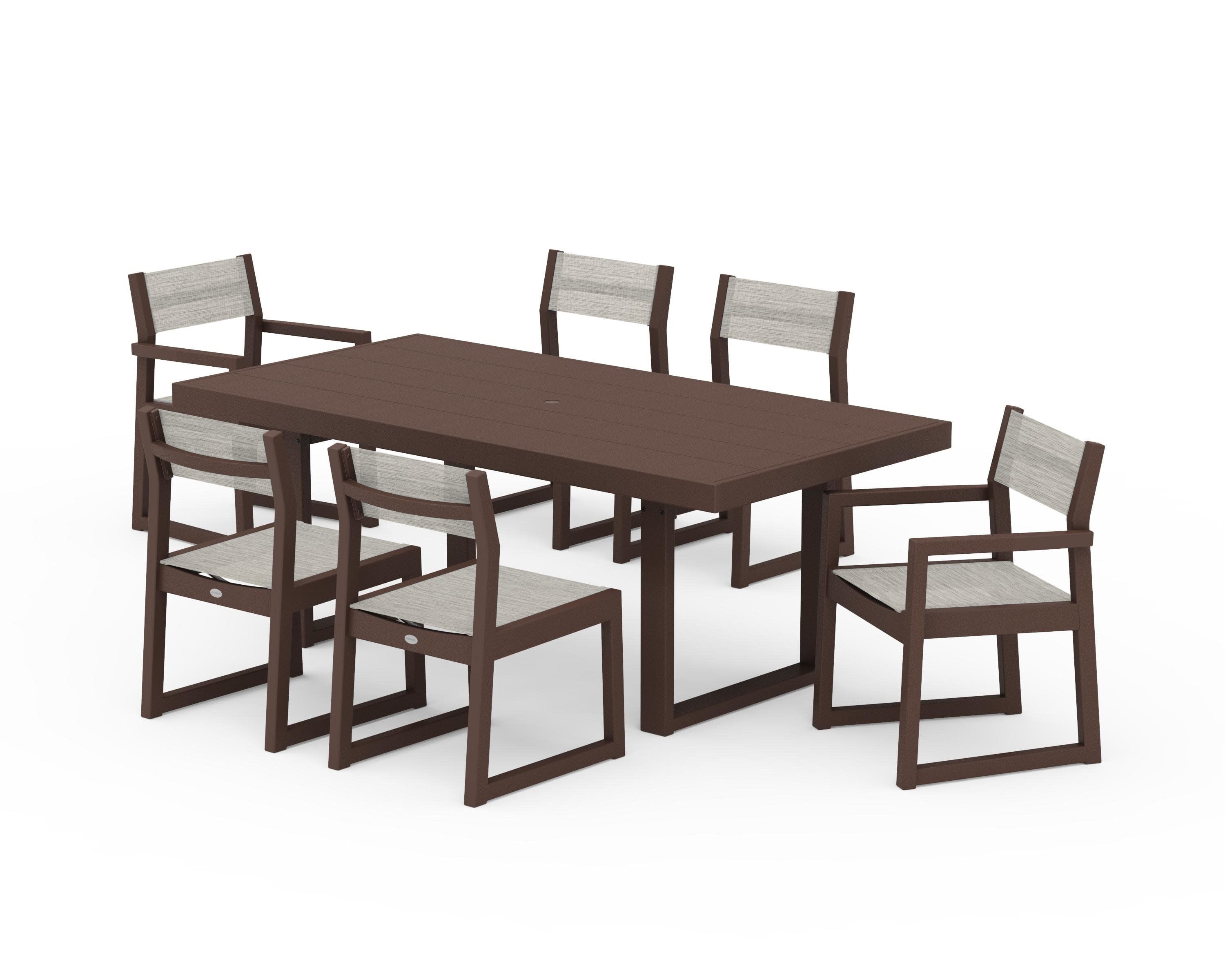 EDGE Sling 7-Piece Dining Set in Mahogany / Birch Sling