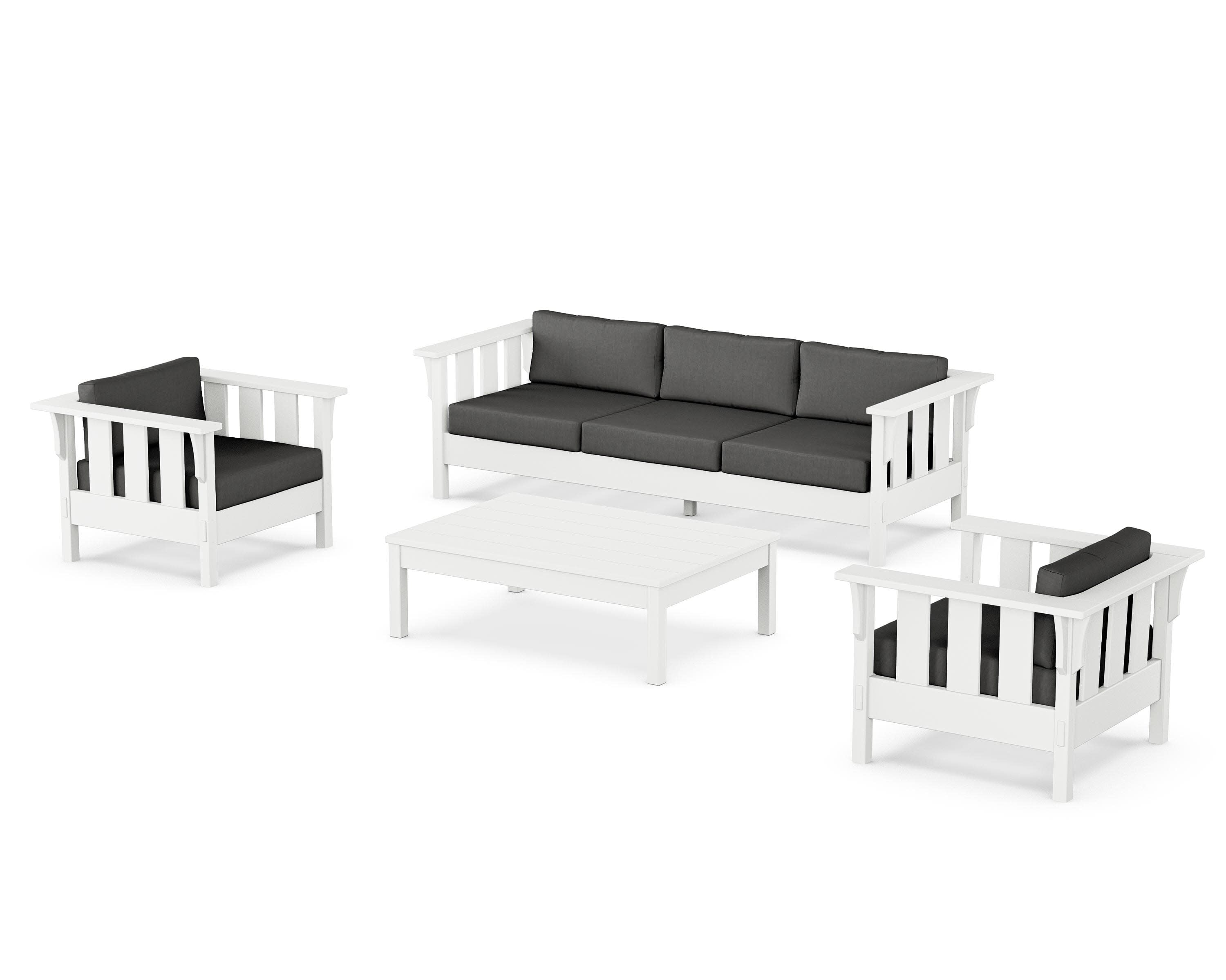 Acadia 4-Piece Deep Seating Set with Sofa in White / Spectrum Carbon