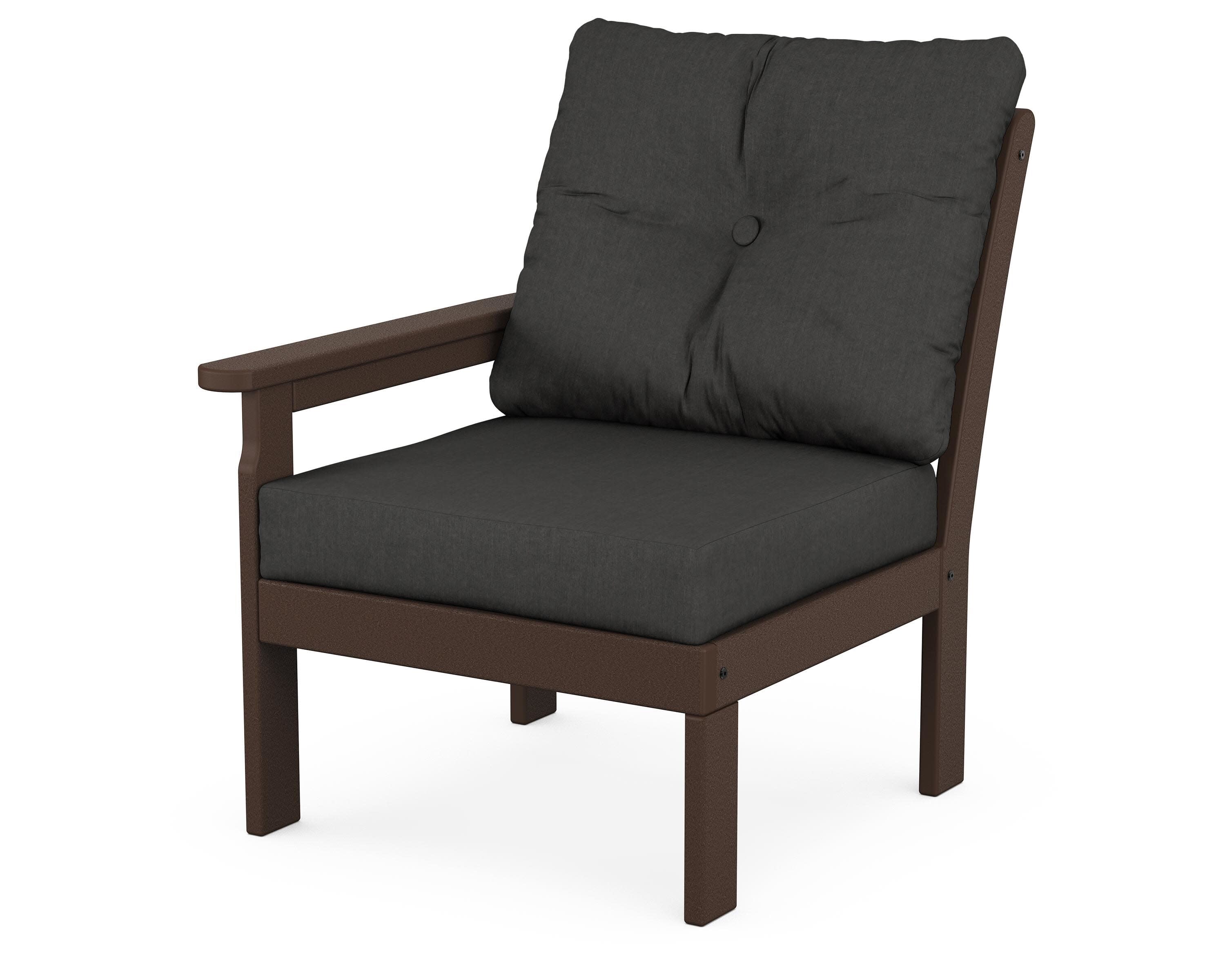 Vineyard Modular Left Arm Chair in Mahogany / Spectrum Carbon