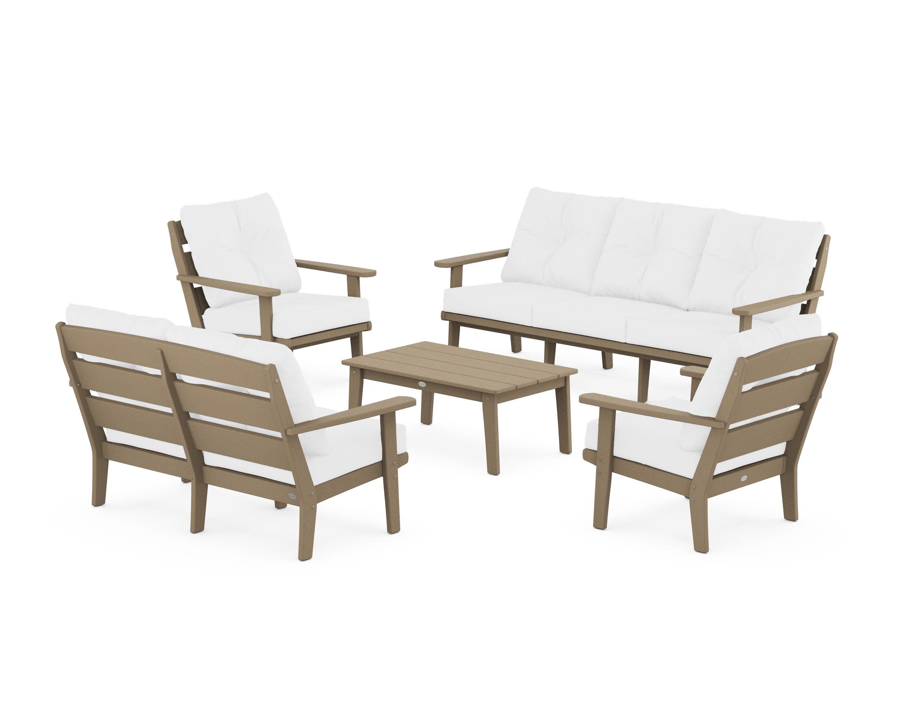 Lakeside 5-Piece Lounge Sofa Set in Vintage Sahara / Natural