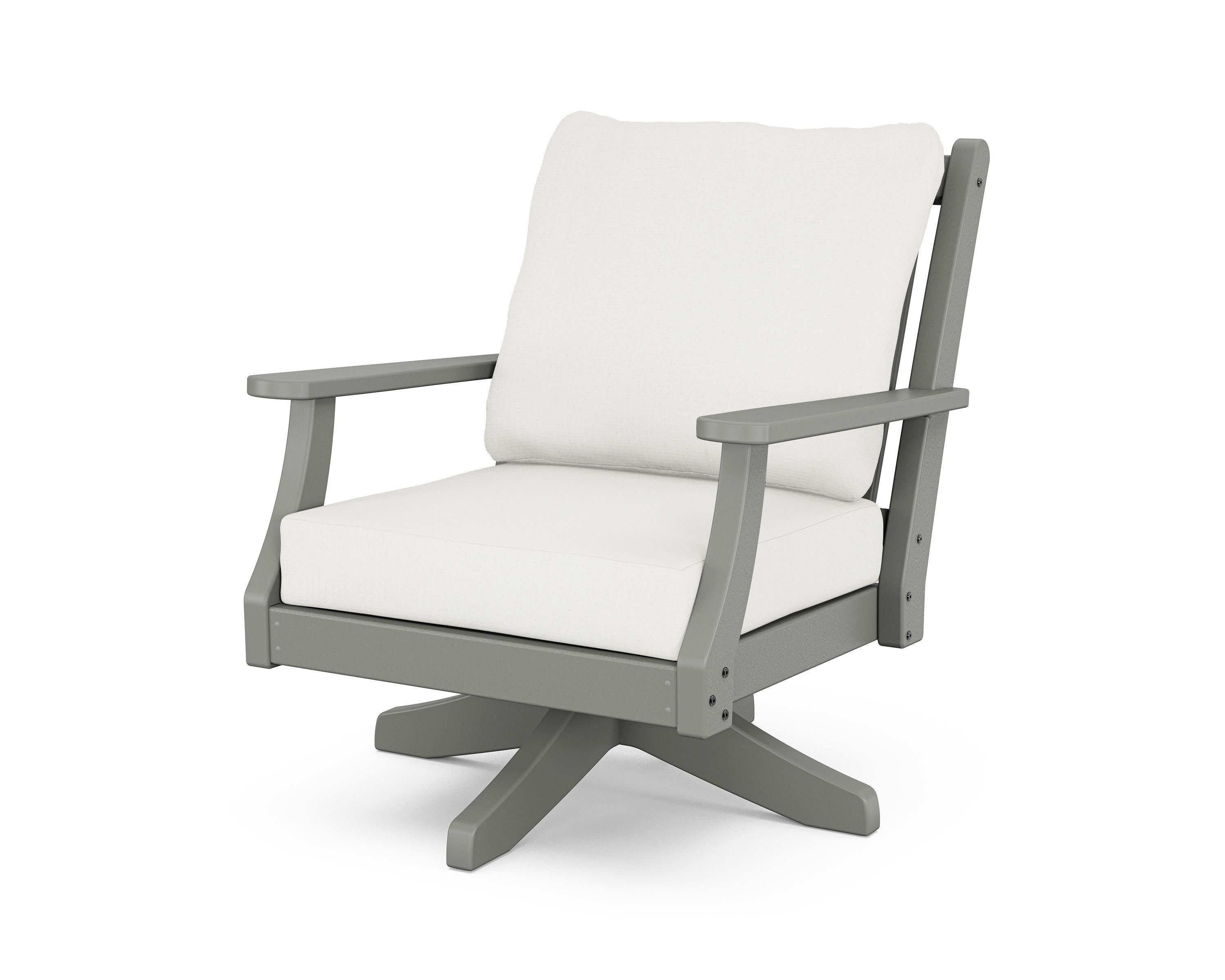 Wovendale Deep Seating Swivel Chair in Slate Grey / Natural Linen
