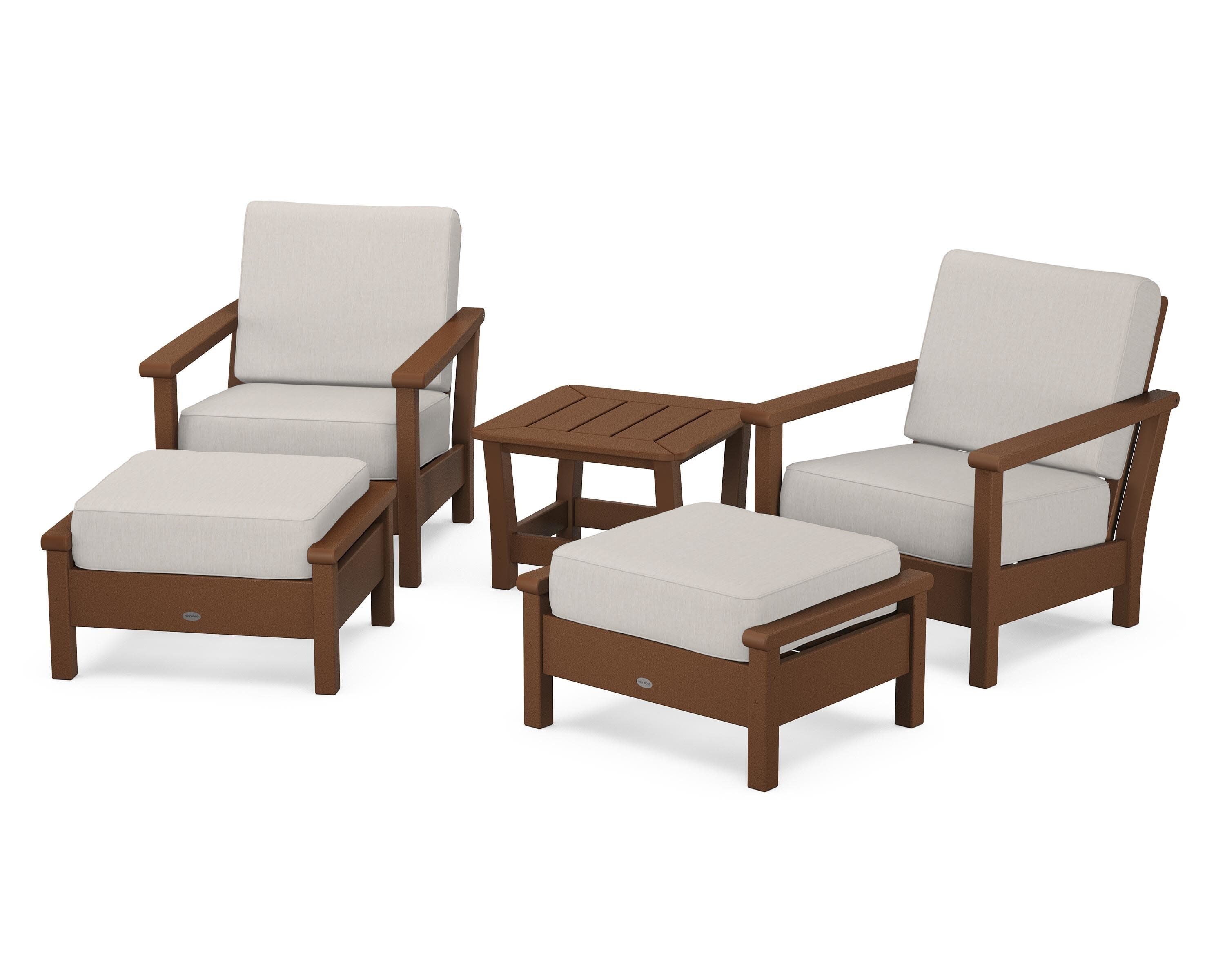 Harbour 5-Piece Deep Seating Chair Set in Teak / Cast Ash