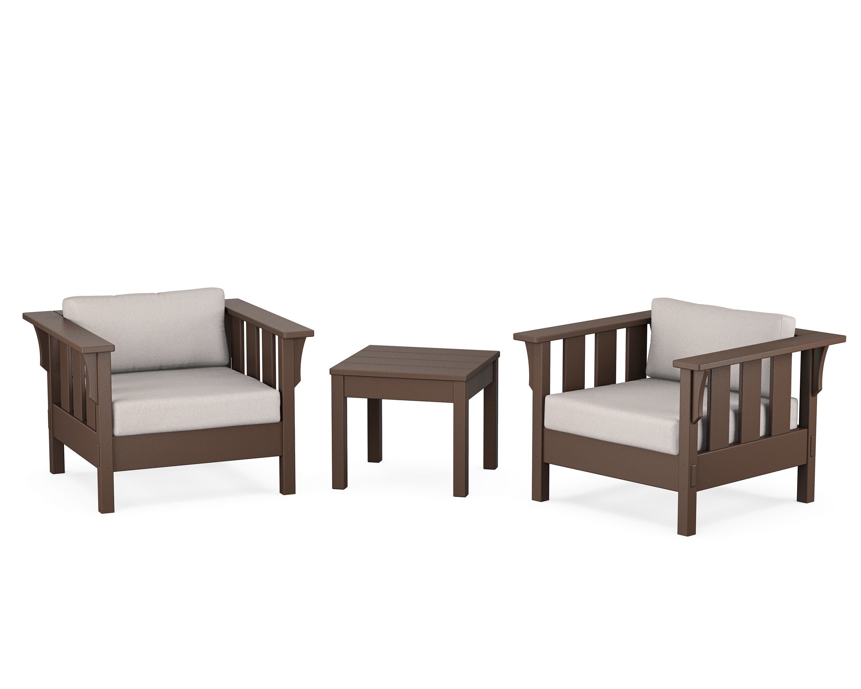 Acadia 3-Piece Deep Seating Set in Mahogany / Dune Burlap