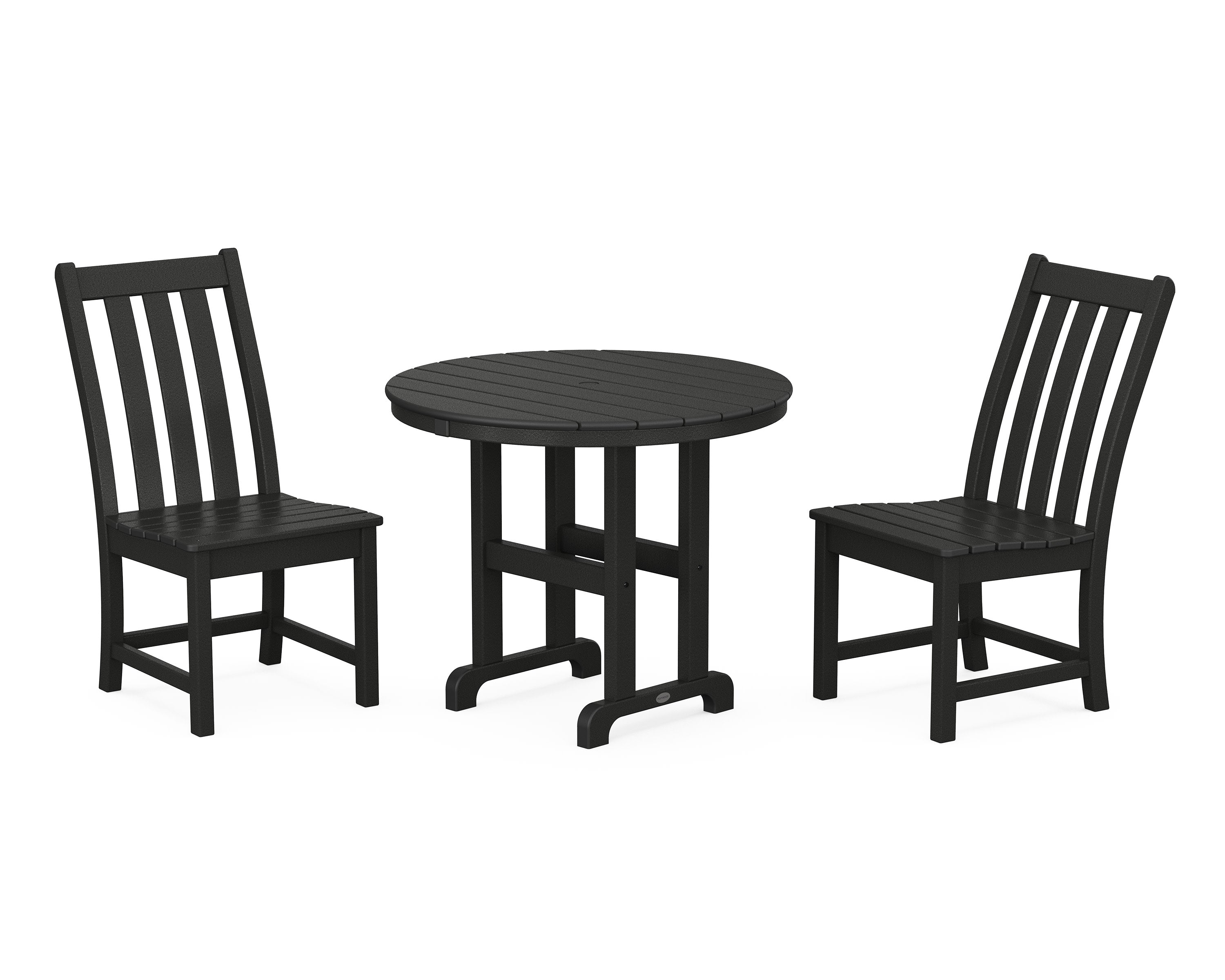 Vineyard Side Chair 3-Piece Round Dining Set in Black