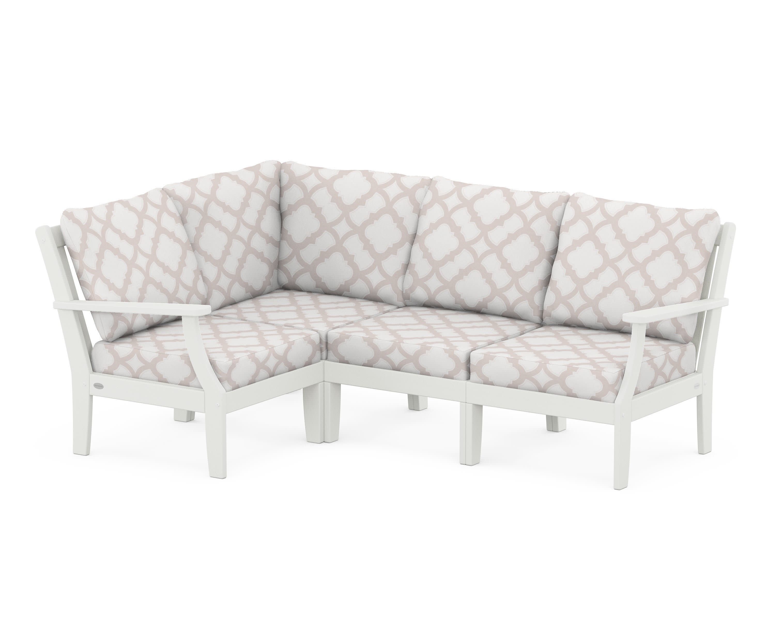 Braxton Modular 4-Piece Deep Seating Set in Vintage White / Trellis Dune Burlap