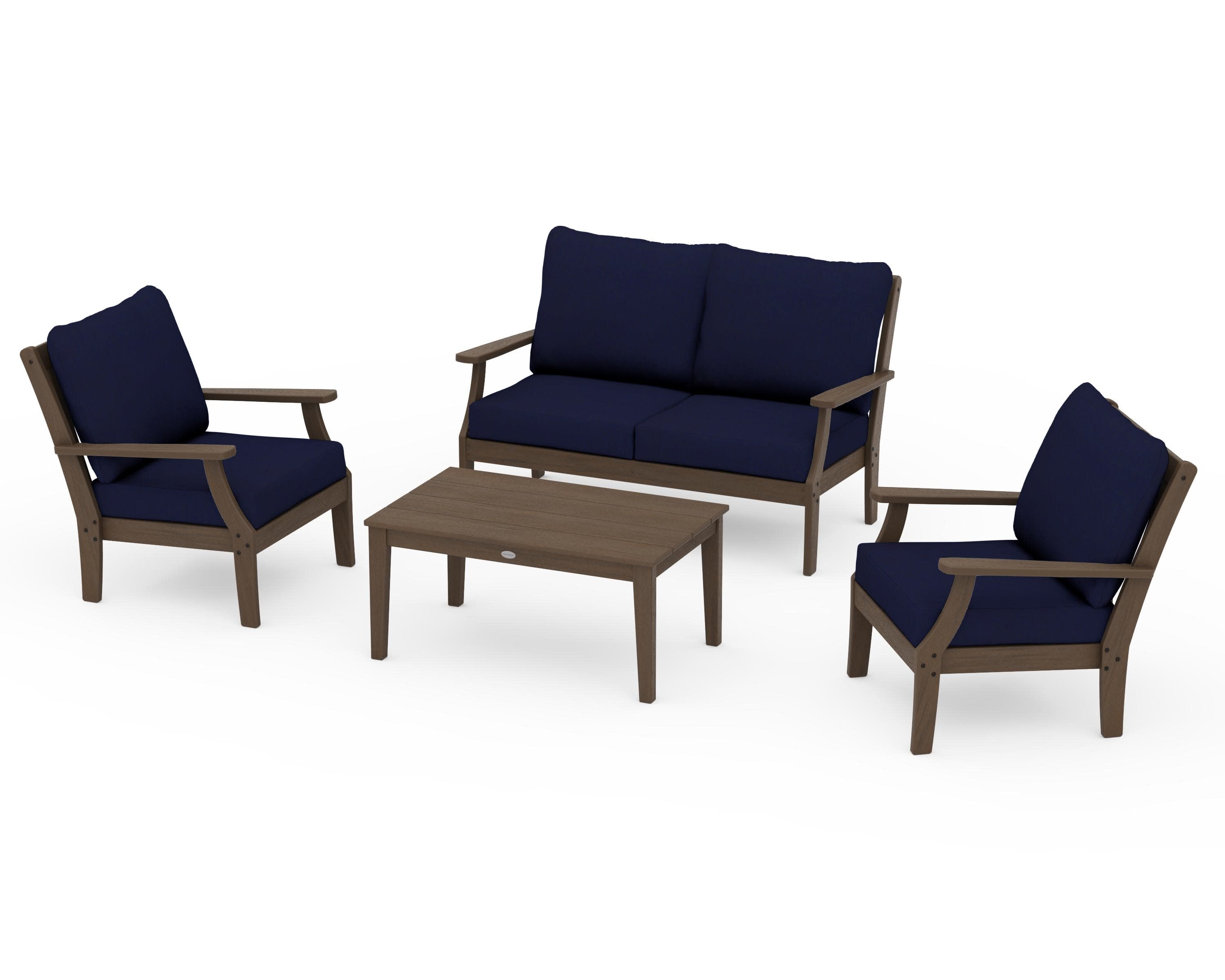 Braxton 4-Piece Deep Seating Chair Set in Kona / Navy