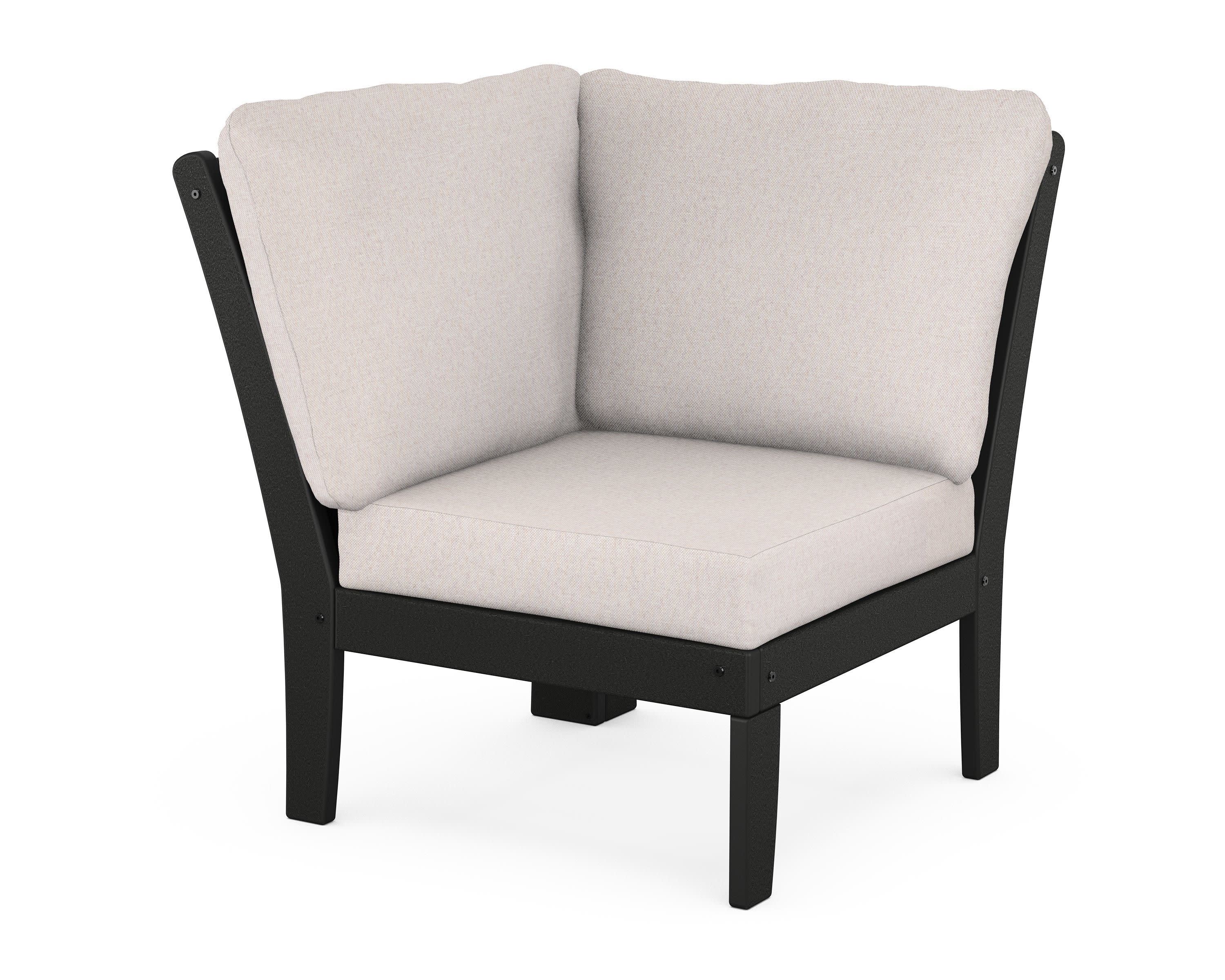 Braxton Modular Corner Chair in Black / Dune Burlap