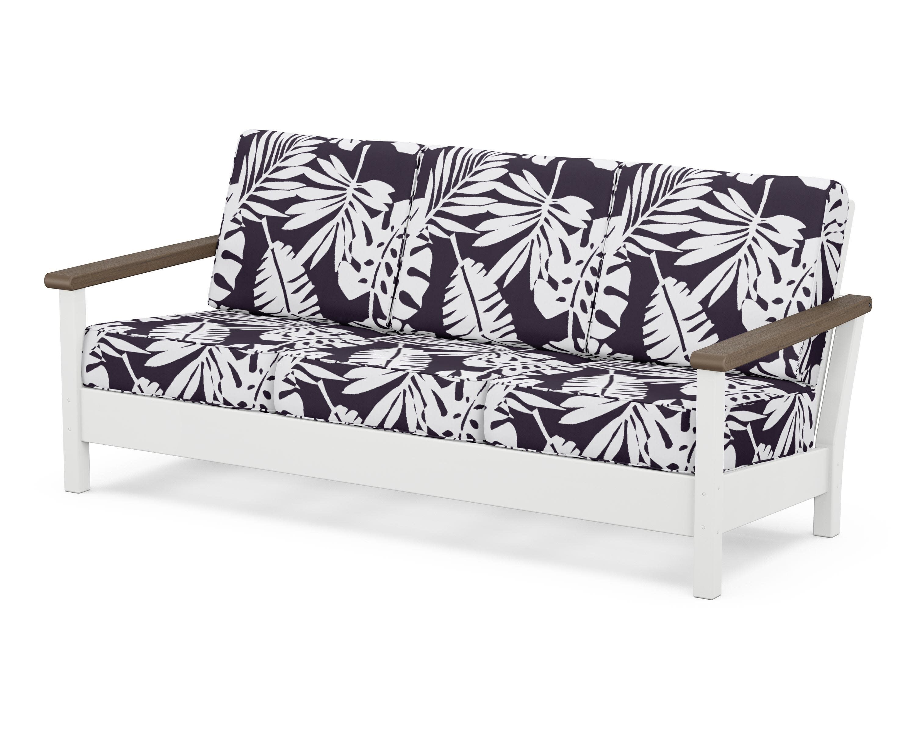 Harbour Deep Seating Sofa in White / Kona / Leaf Navy