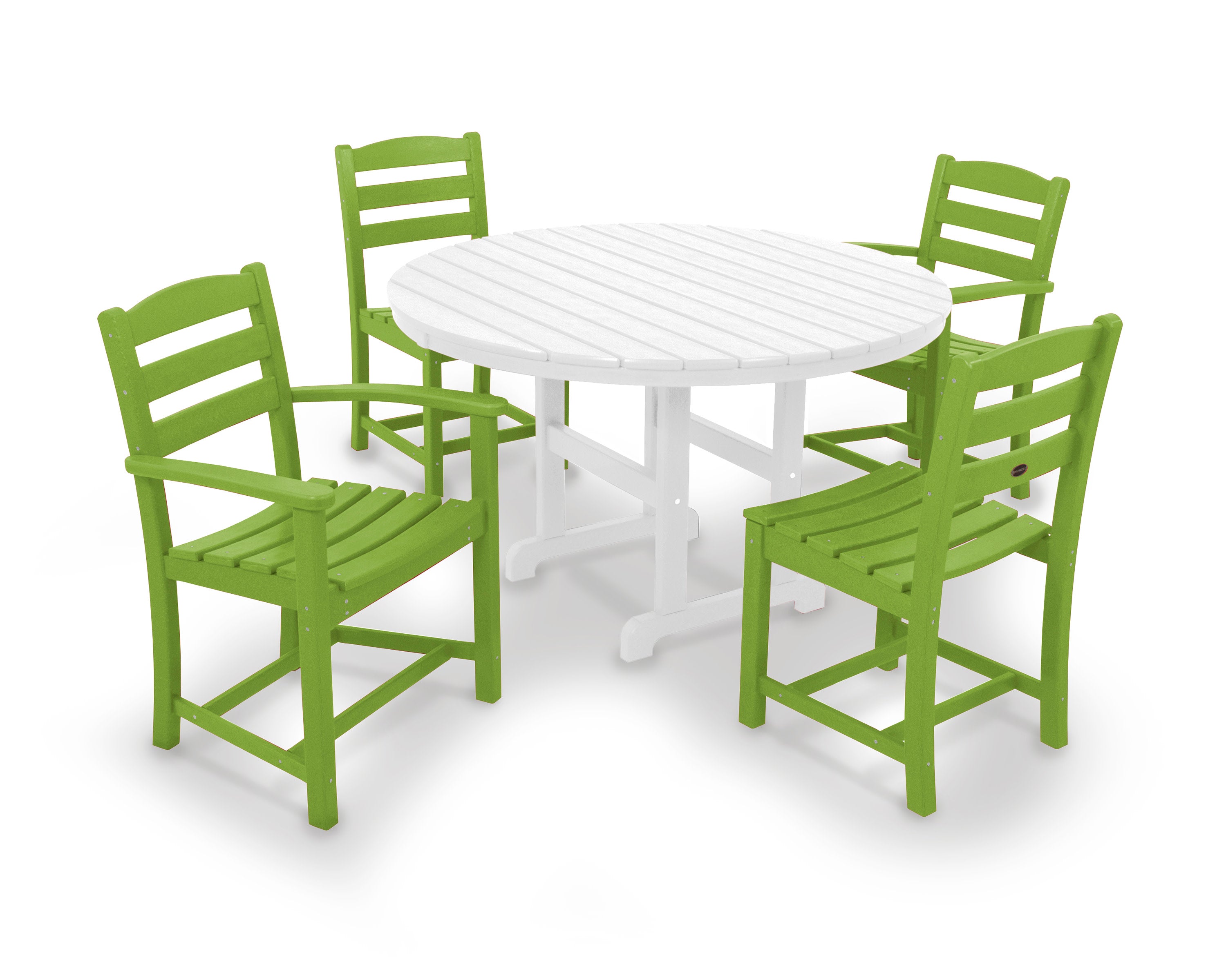 La Casa Caf 5-Piece Round Farmhouse Dining Set in Lime / White