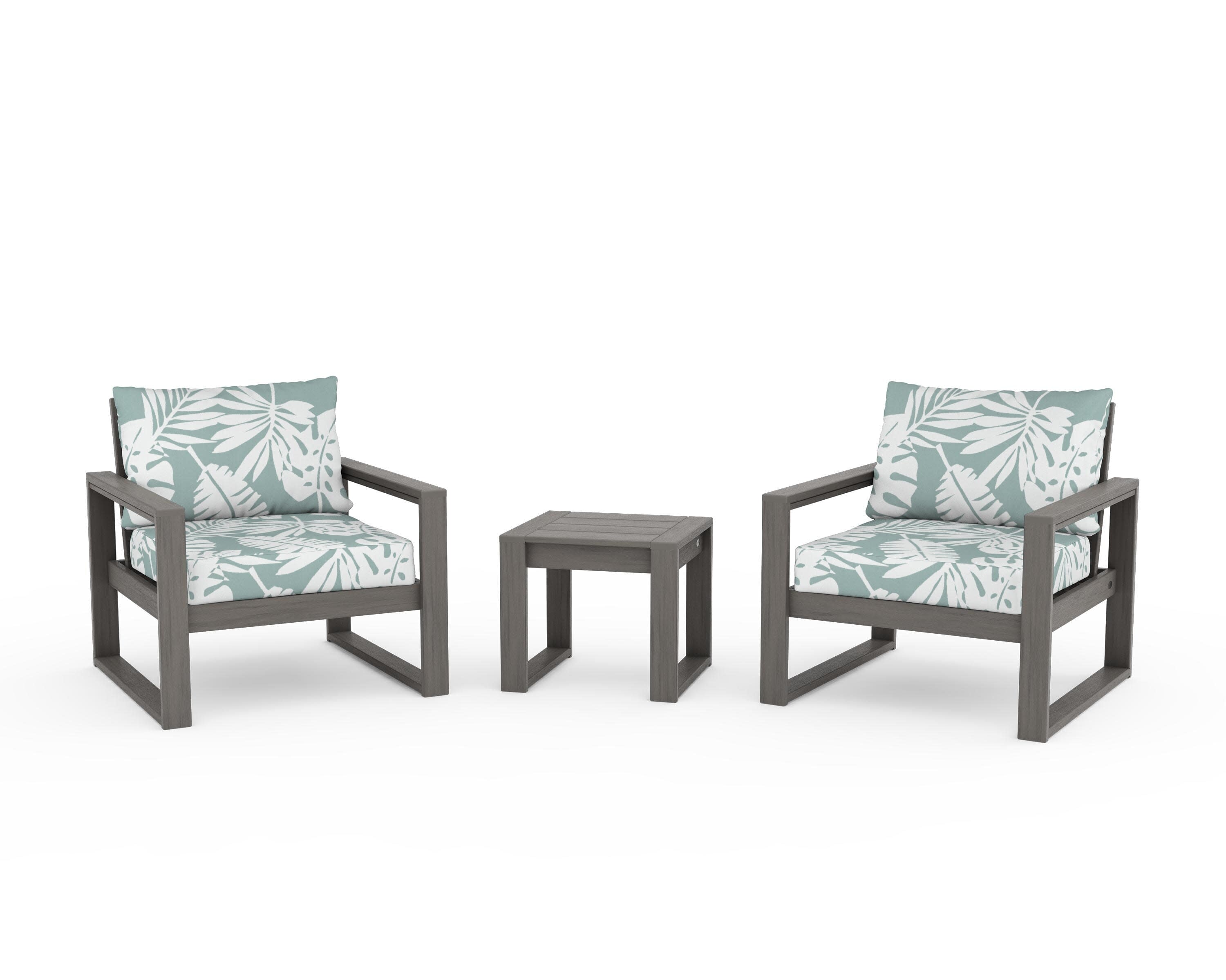 EDGE Sectional 3-Piece Deep Seating Set in Driftwood / Leaf Glacier Spa