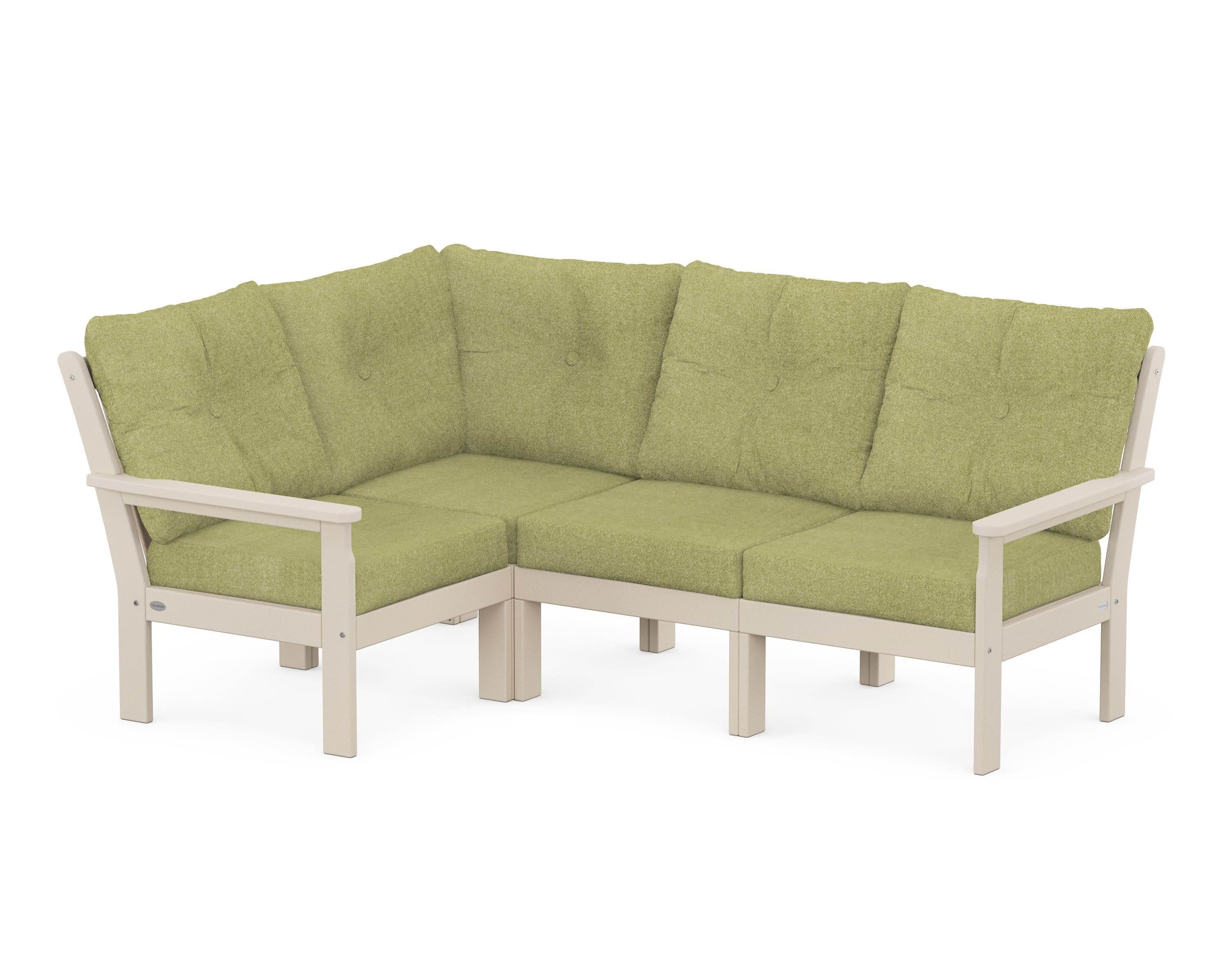 Vineyard 4-Piece Sectional in Sand / Chartreuse Boucle