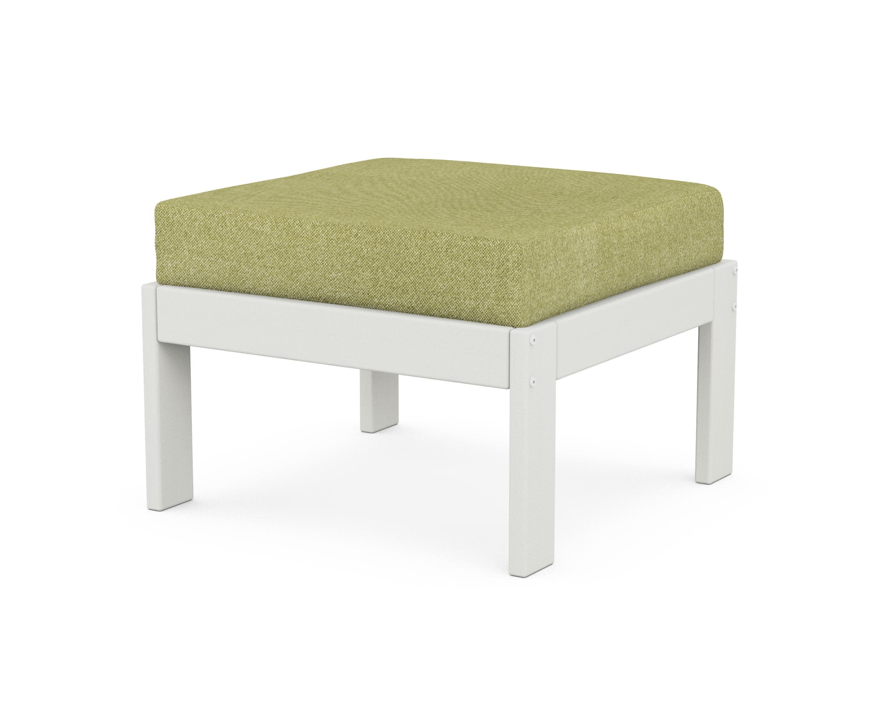 Vineyard Modular Ottoman in Vintage White / Chartreuse Boucle