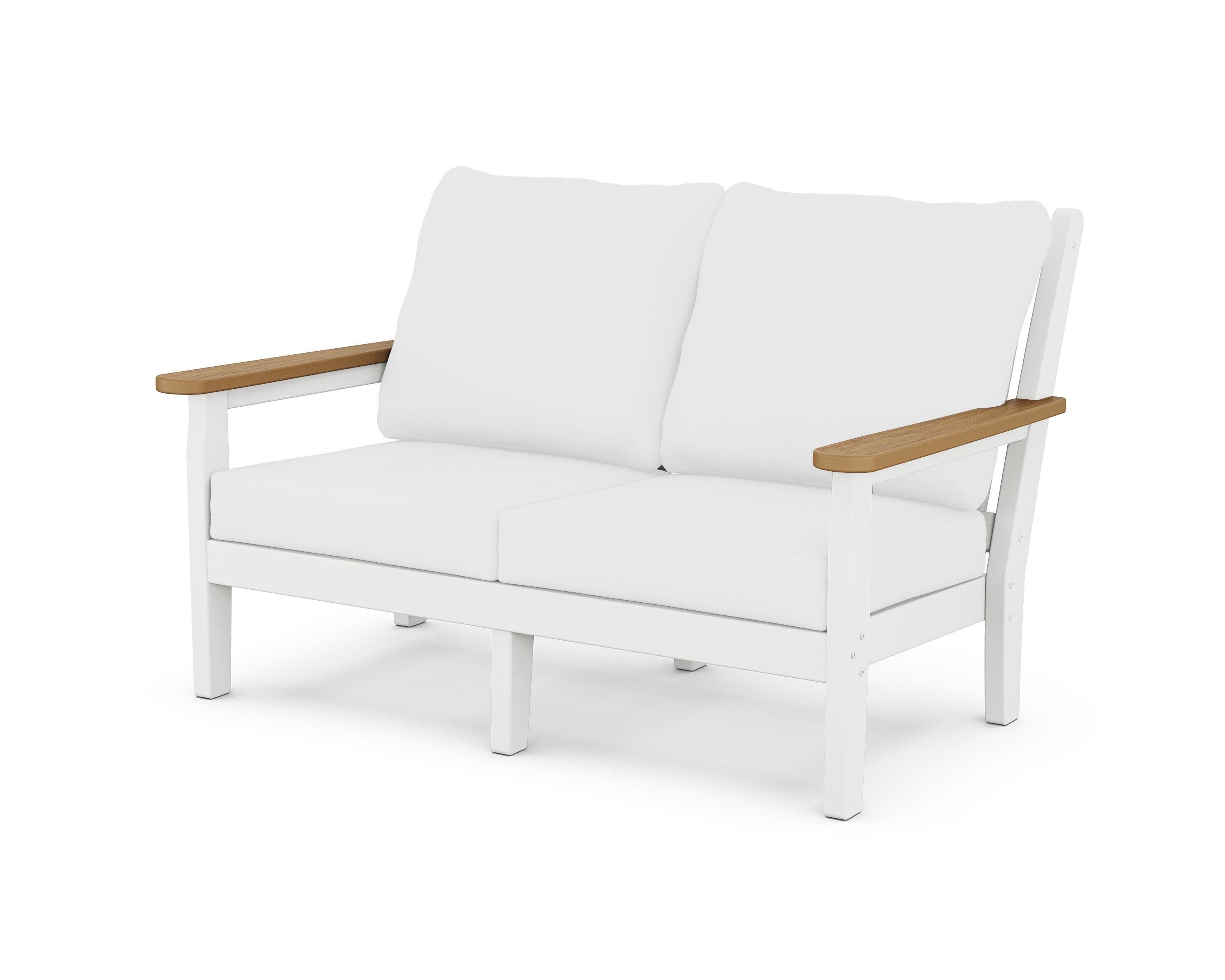 Chippendale Deep Seating Loveseat in White / Natural / Natural