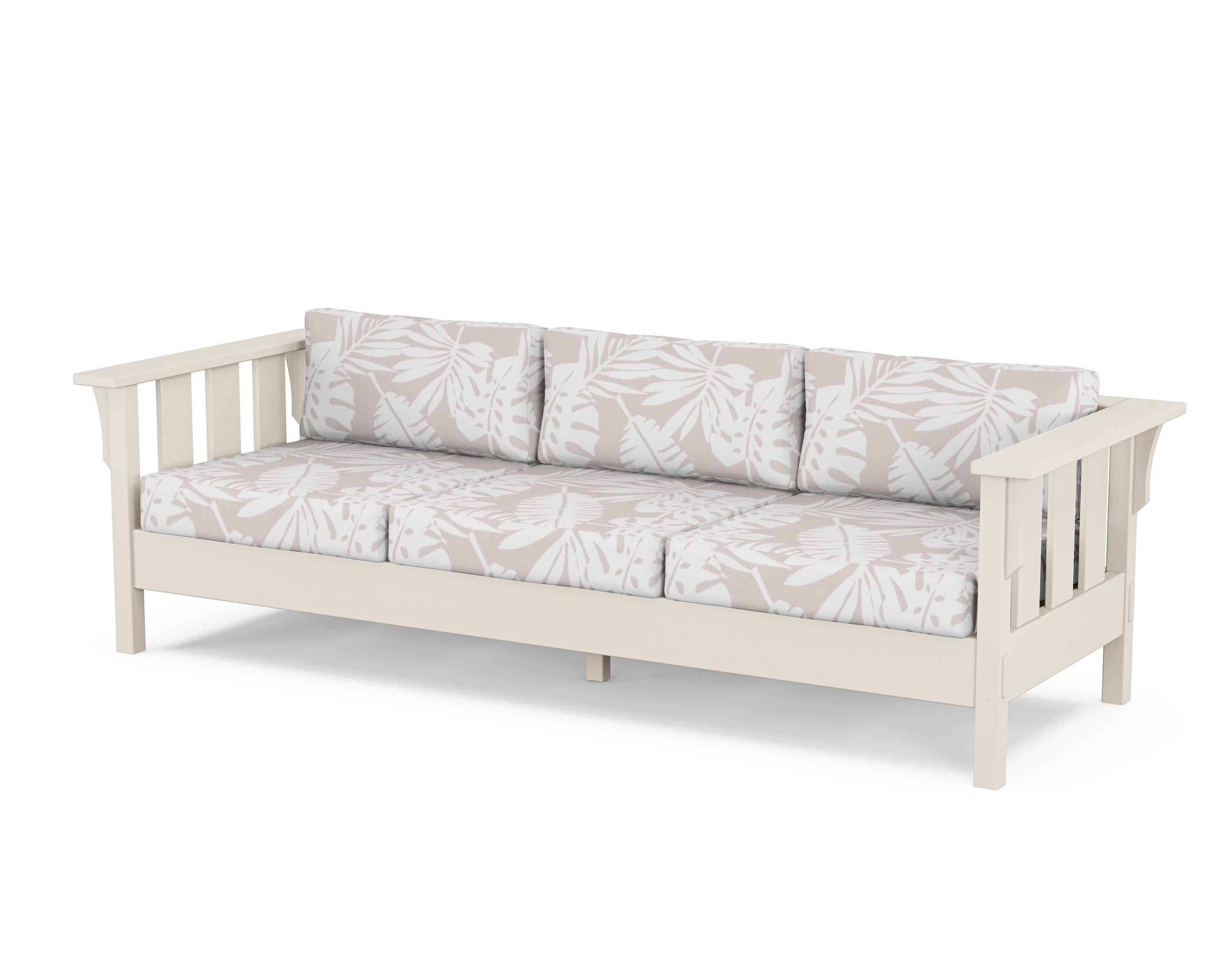 Acadia Deep Seating Sofa in Sand / Leaf Dune Burlap