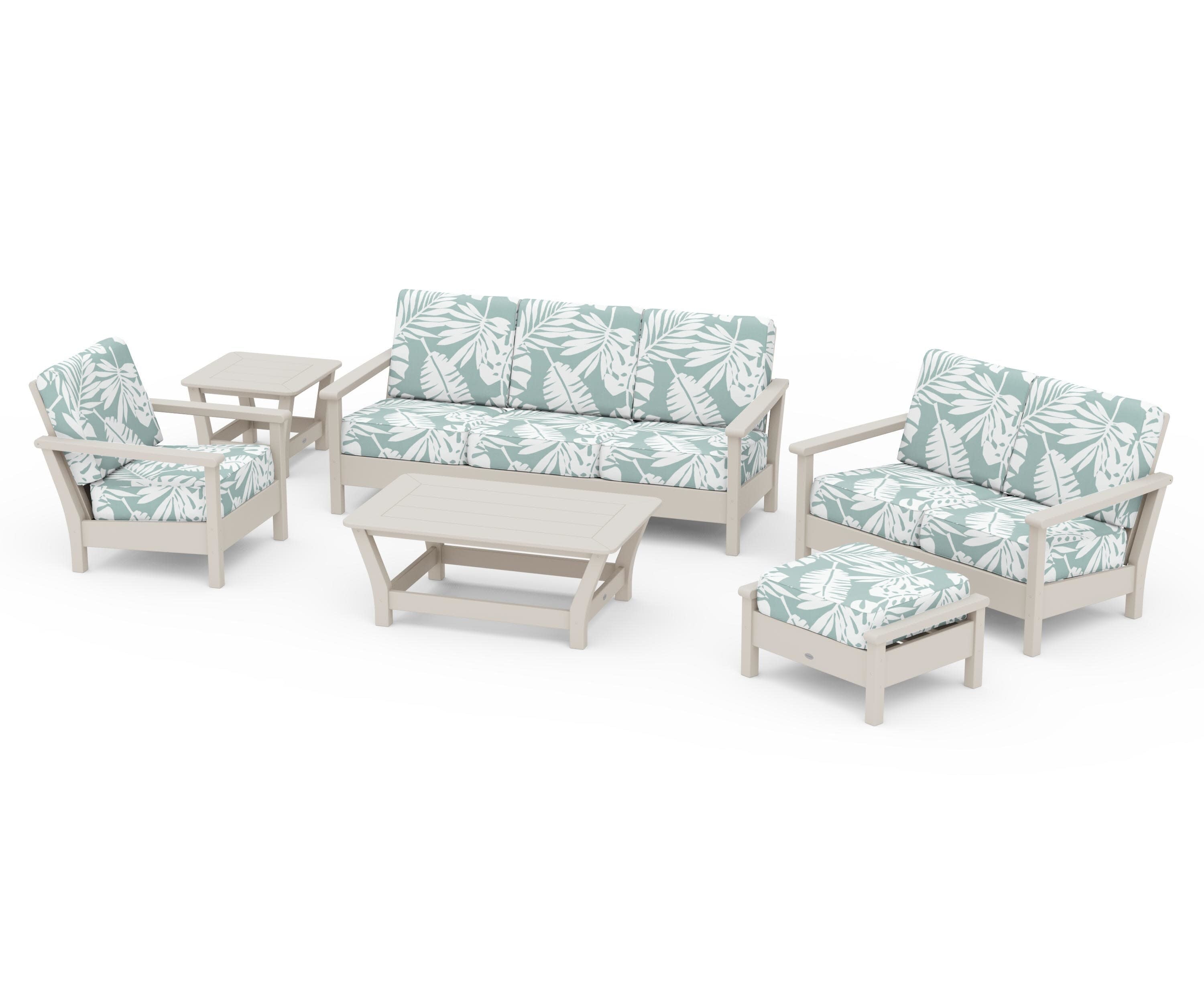 Harbour 6-Piece Outdoor Living Set in Sand / Leaf Glacier Spa