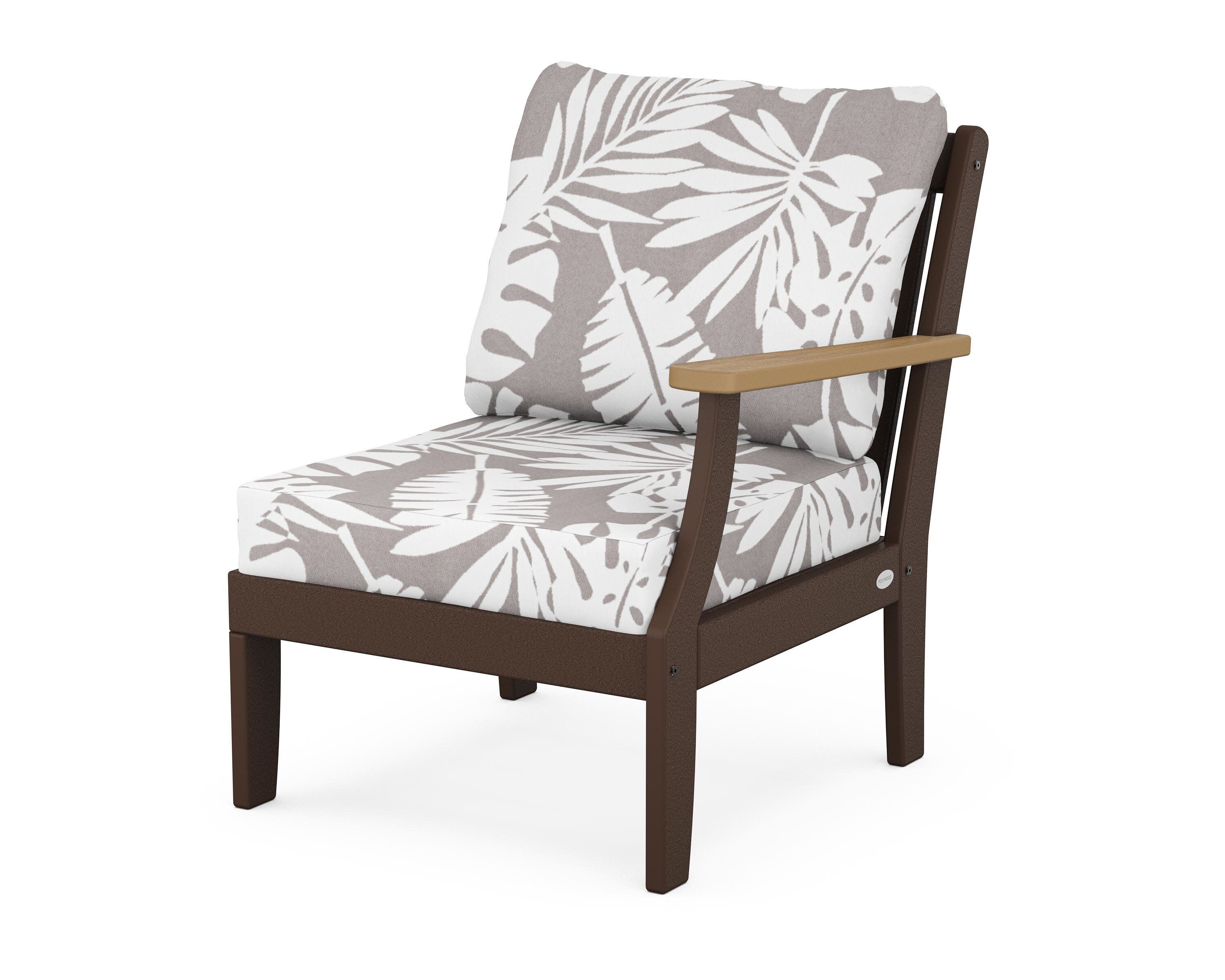 Braxton Modular Right Arm Chair in Mahogany / Natural / Leaf Grey Mist
