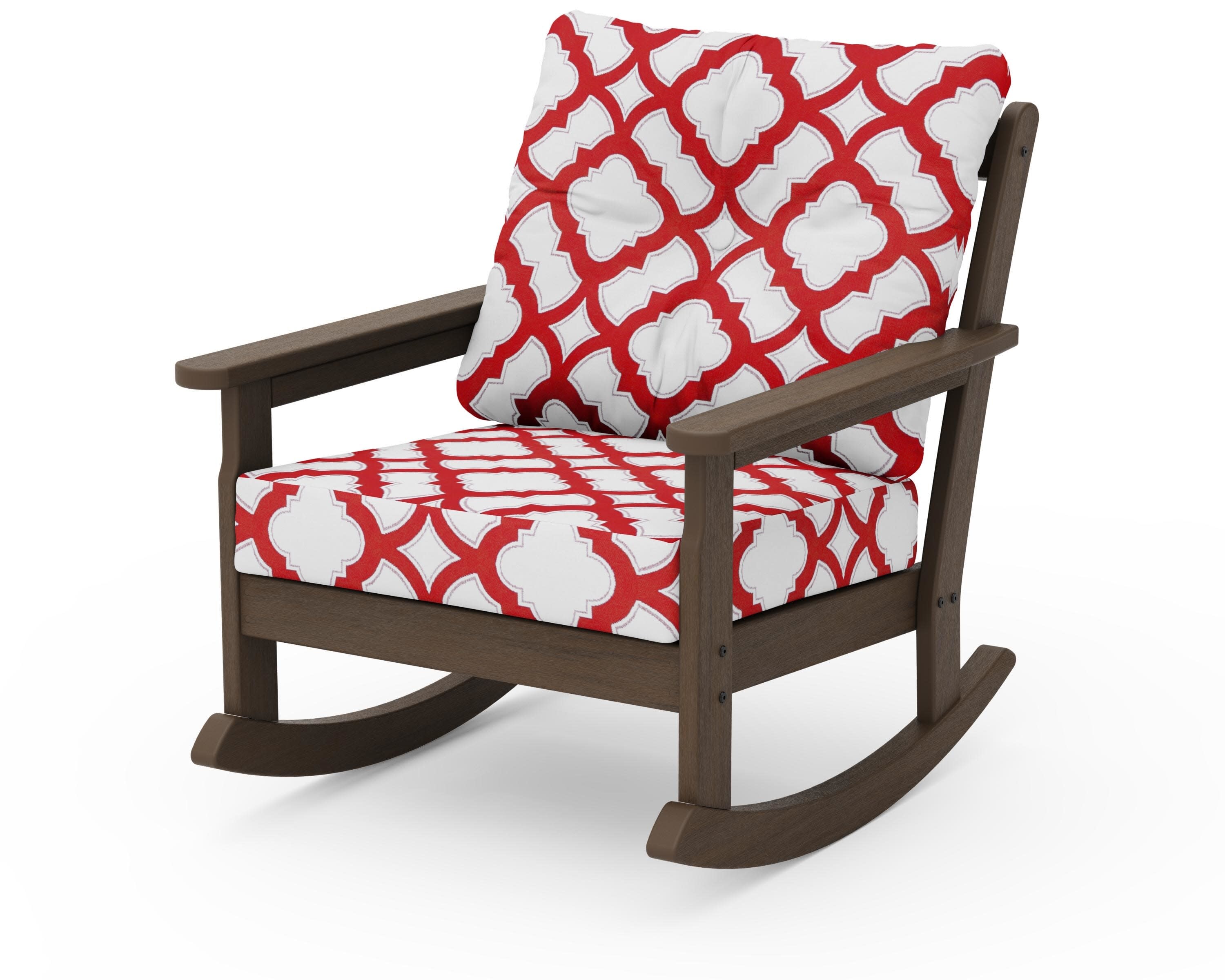 Vineyard Deep Seating Rocking Chair in Kona / Trellis Crimson