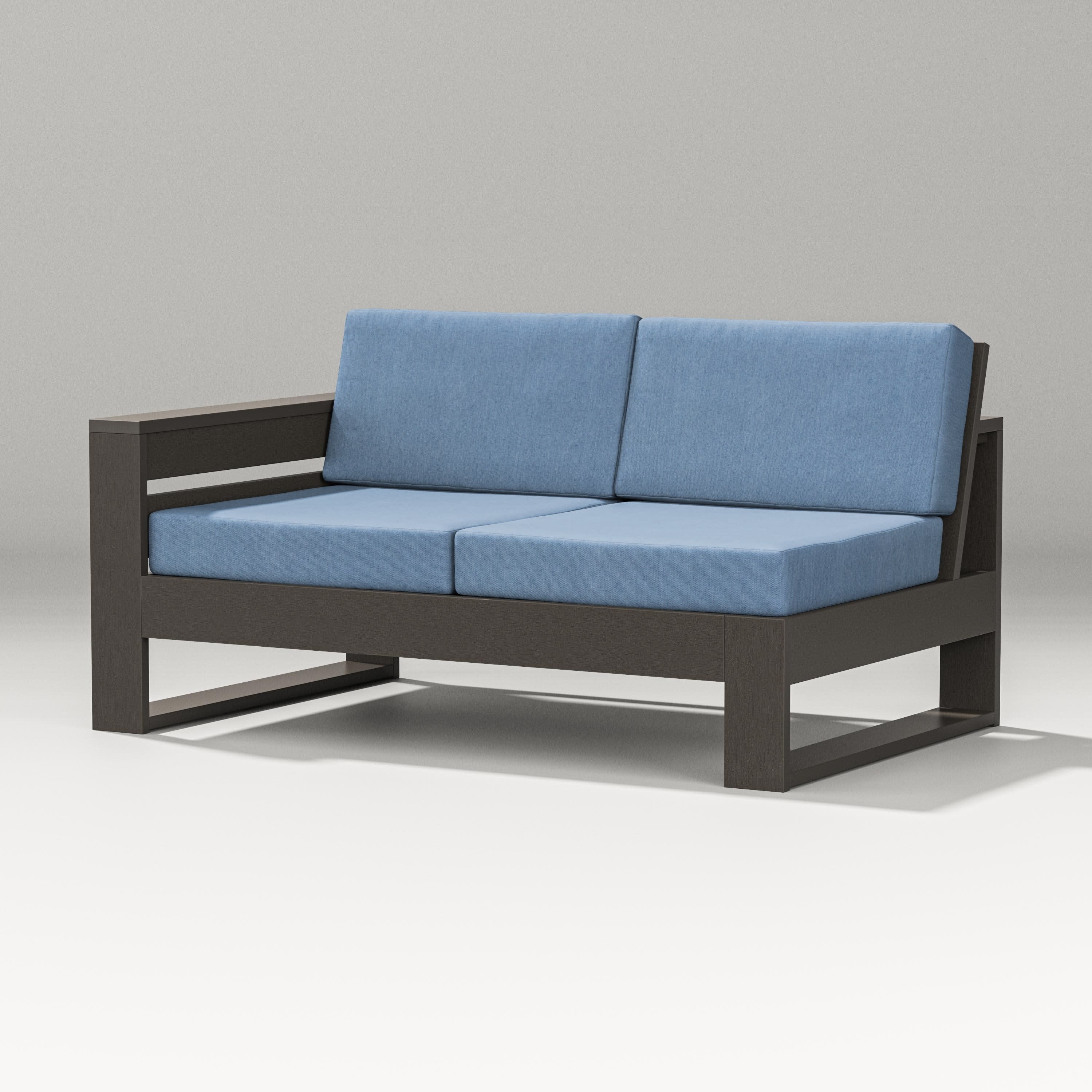 Latitude Modular Left Arm Loveseat in Vintage Coffee / Sky Blue