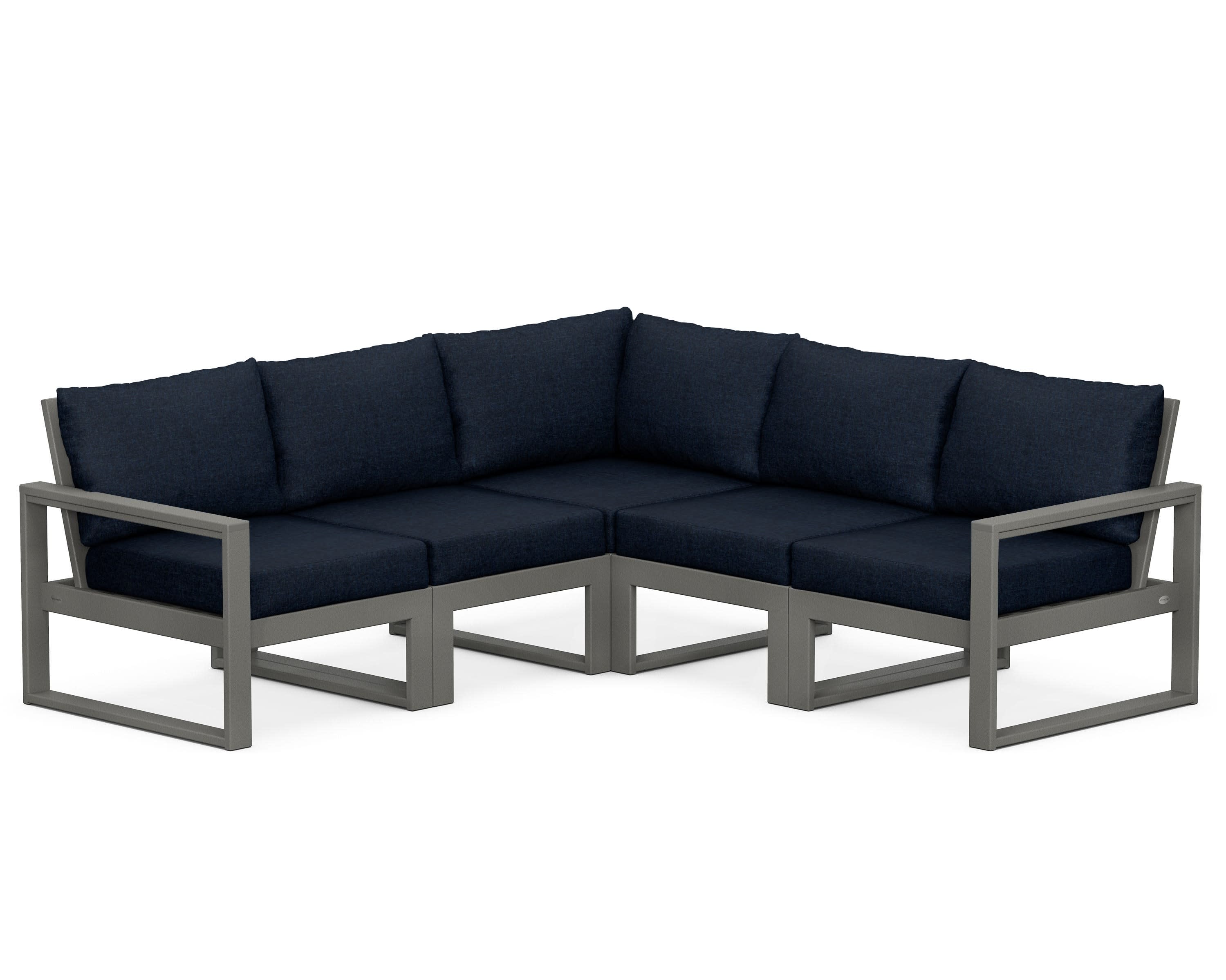 EDGE 5-Piece Modular Deep Seating Set in Slate Grey / Marine Indigo