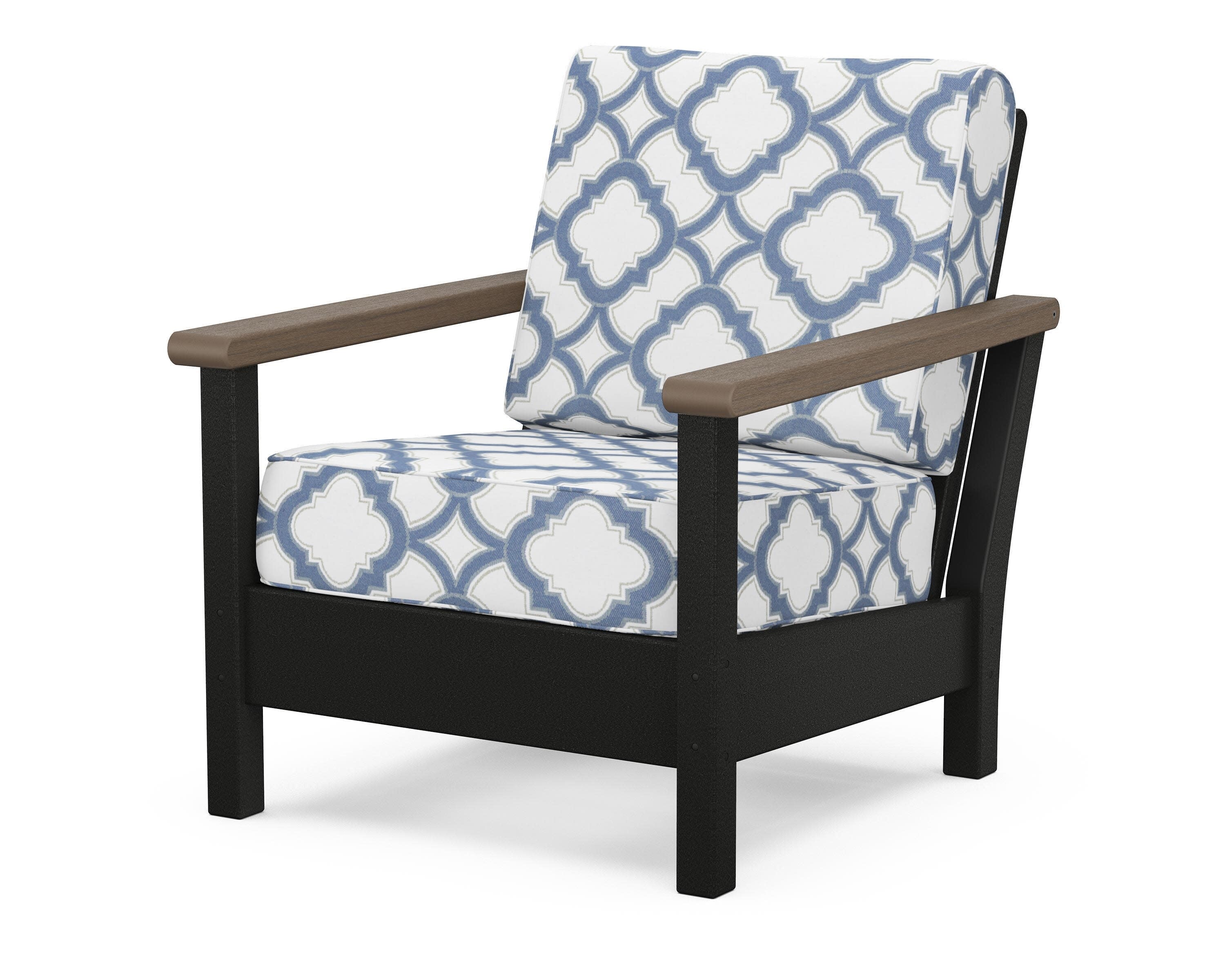 Harbour Deep Seating Chair in Black / Kona / Trellis Sky Blue