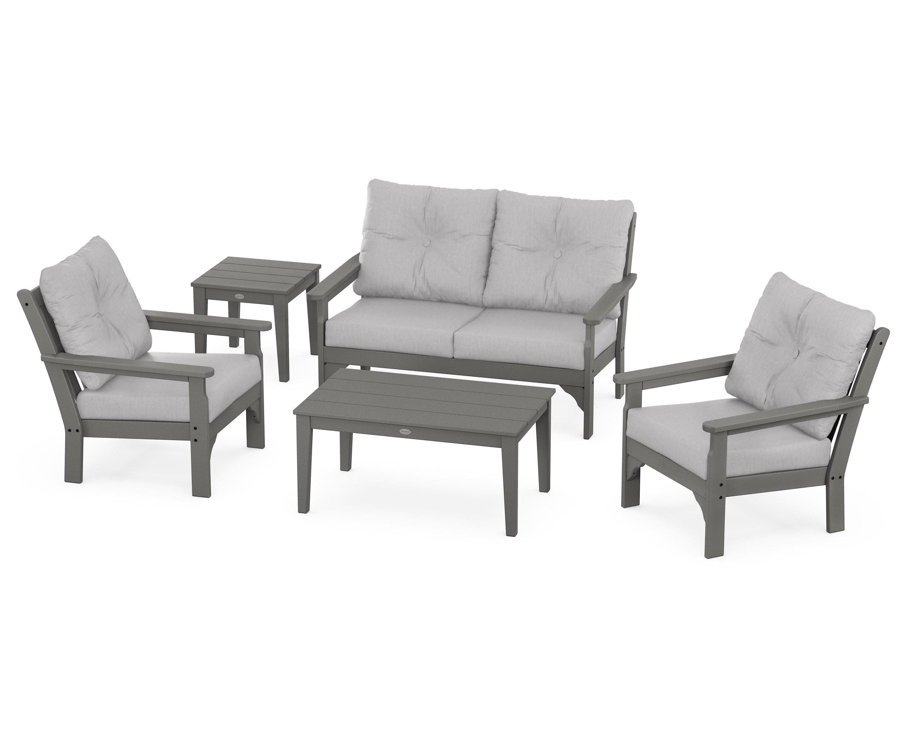 Vineyard 5-Piece Deep Seating Set in Slate Grey / Granite