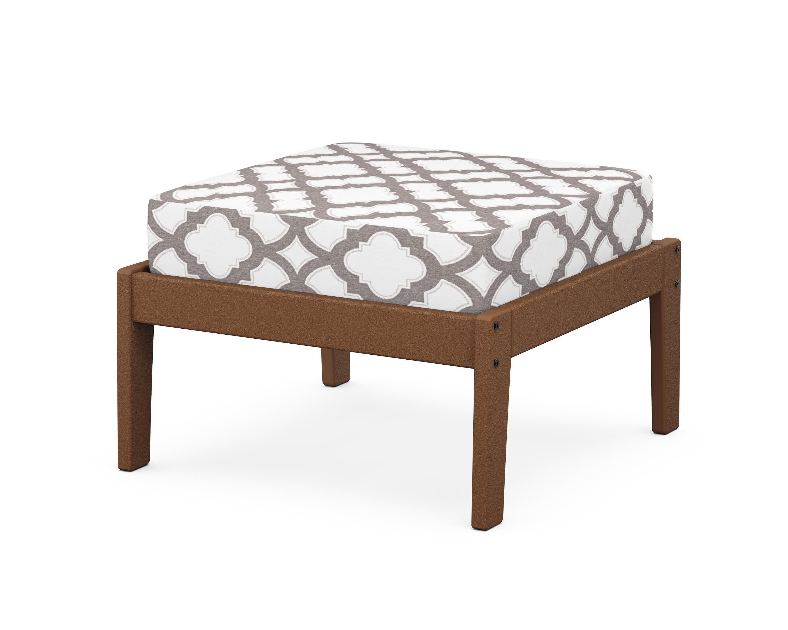 Deep Seating Ottoman in Teak / Trellis Grey Mist