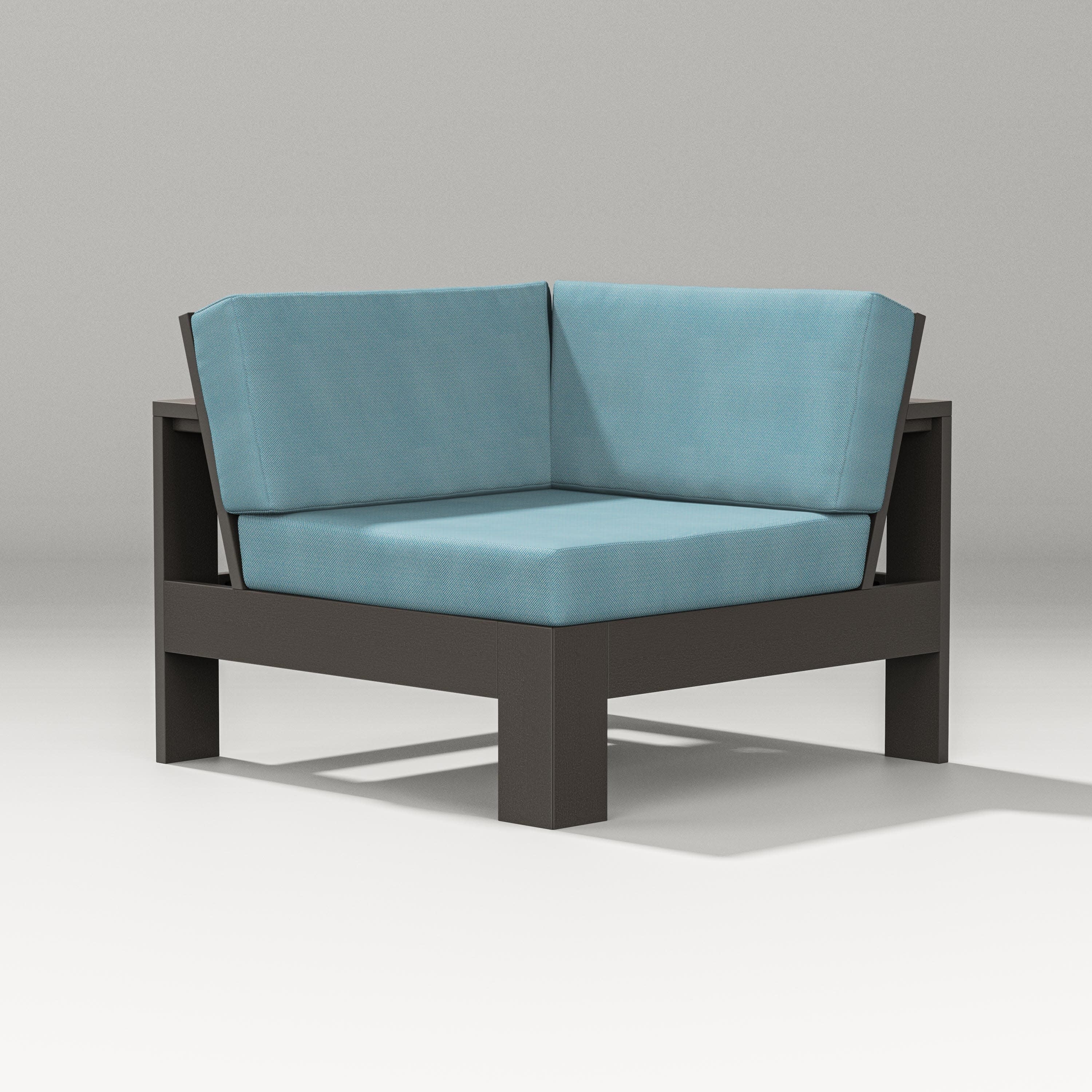 Latitude Modular Corner Chair in Vintage Coffee / Lattice Sky Blue
