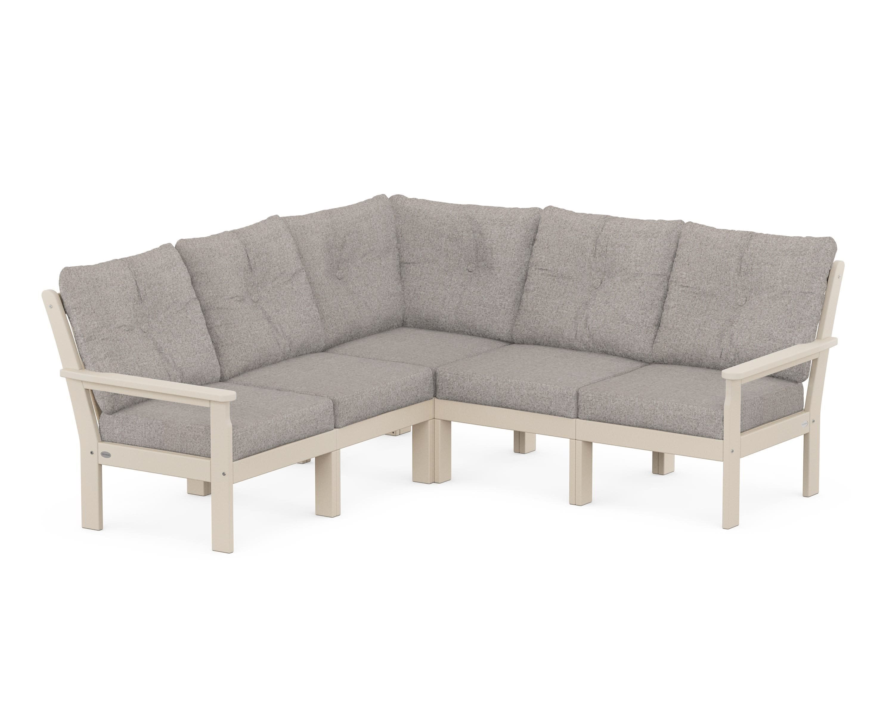 Vineyard 5-Piece Sectional in Sand / Weathered Tweed
