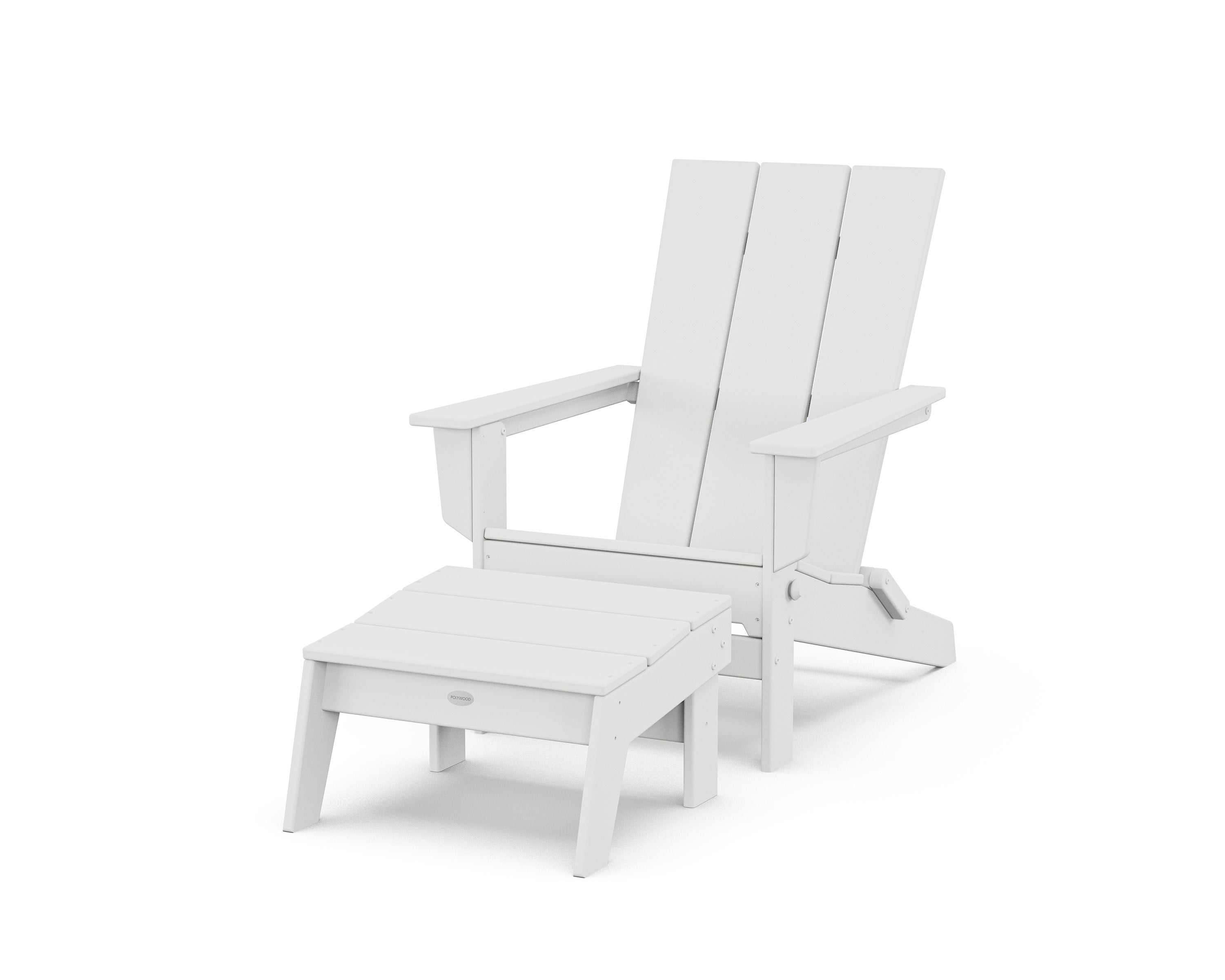 Modern Studio Folding Adirondack Chair with Ottoman in White