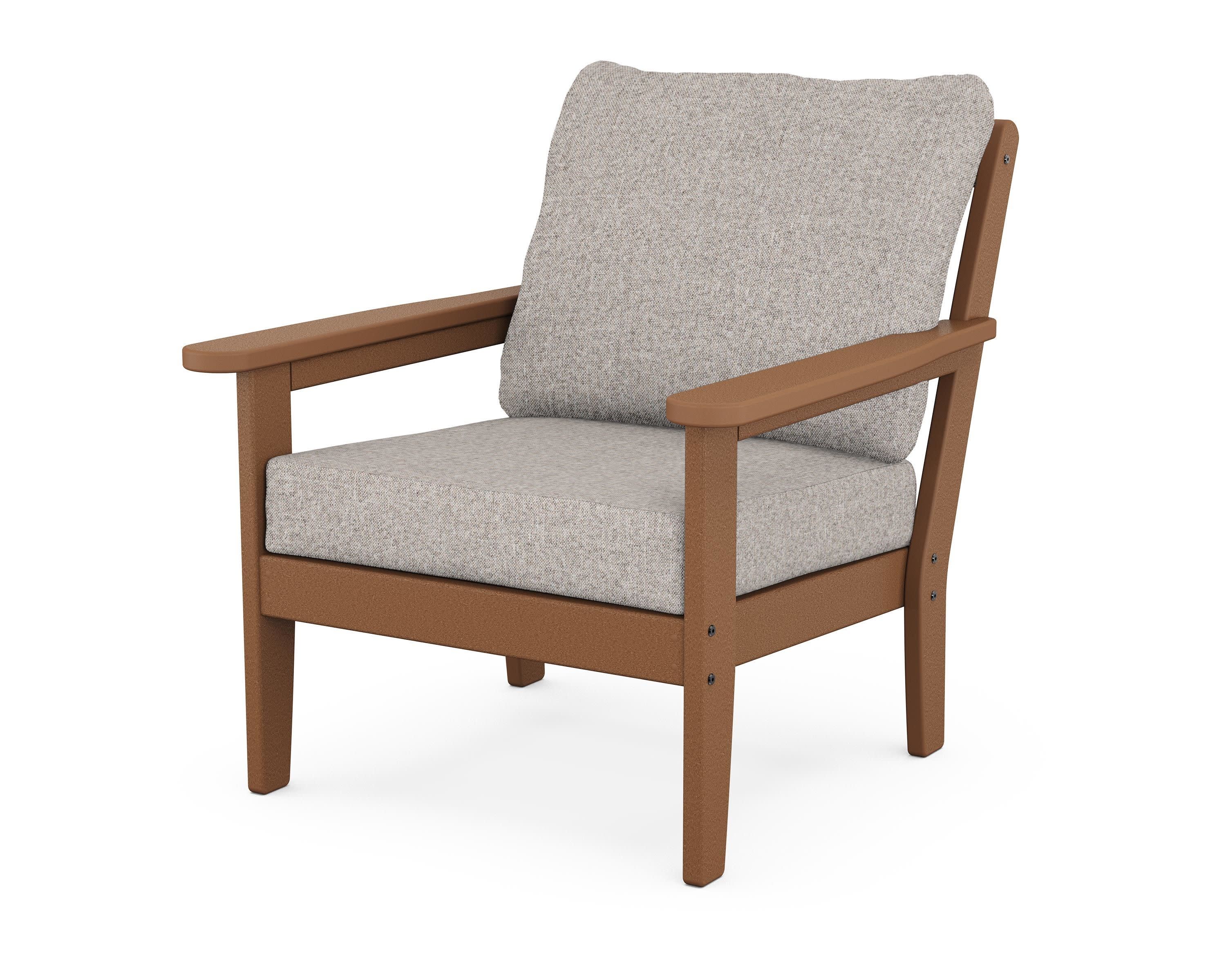 Cottage Deep Seating Chair in Teak / Weathered Tweed