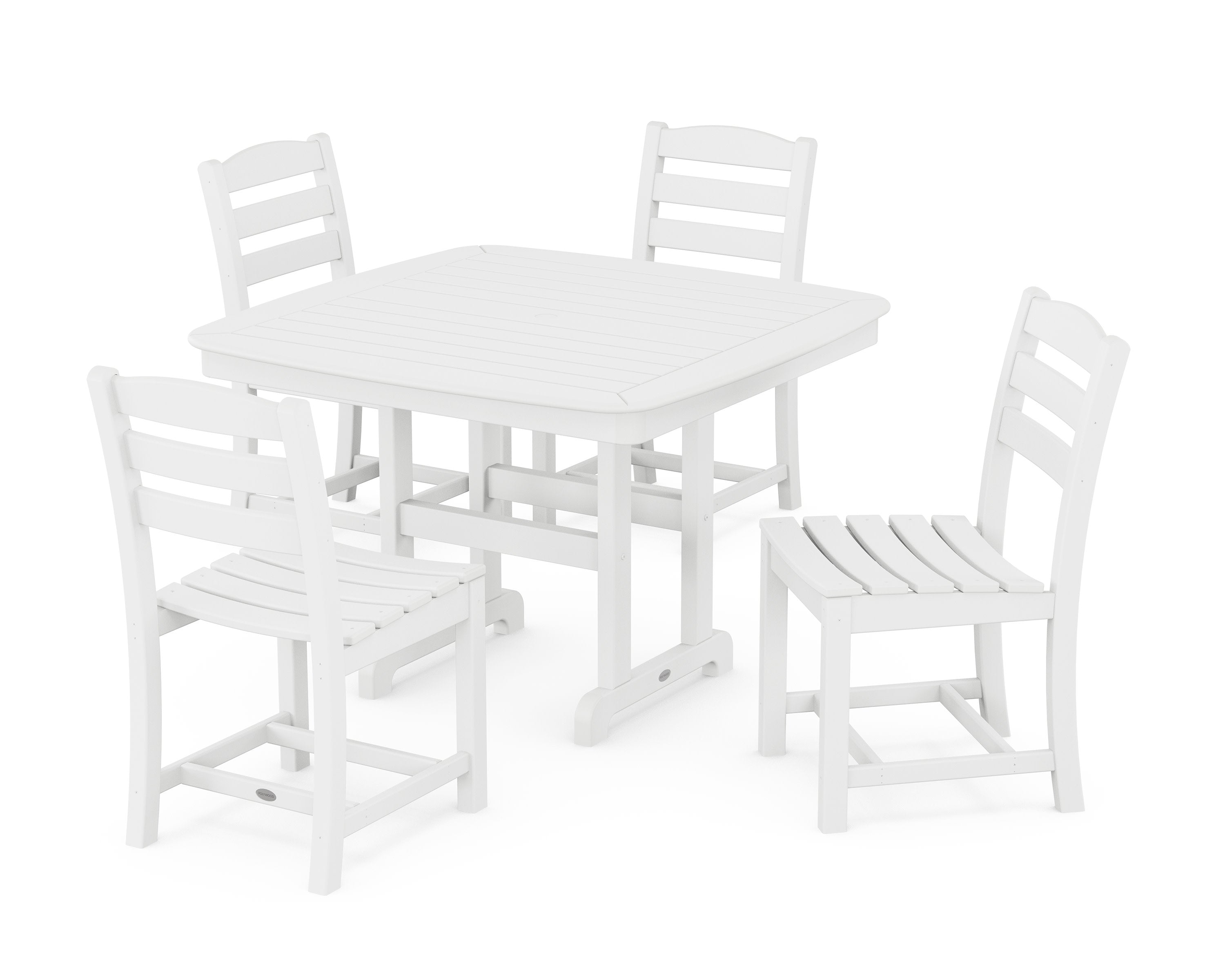 La Casa Caf Side Chair 5-Piece Dining Set with Trestle Legs in White