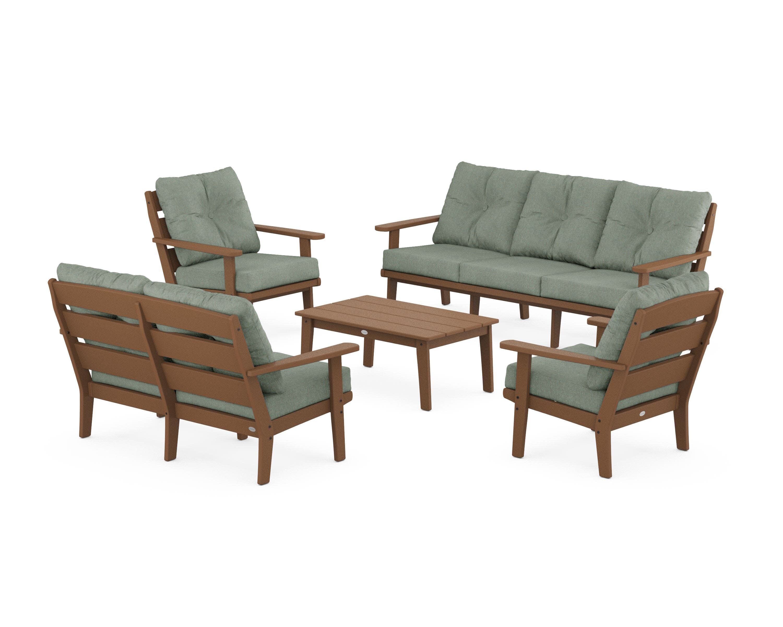 Lakeside 5-Piece Lounge Sofa Set in Teak / Cast Sage