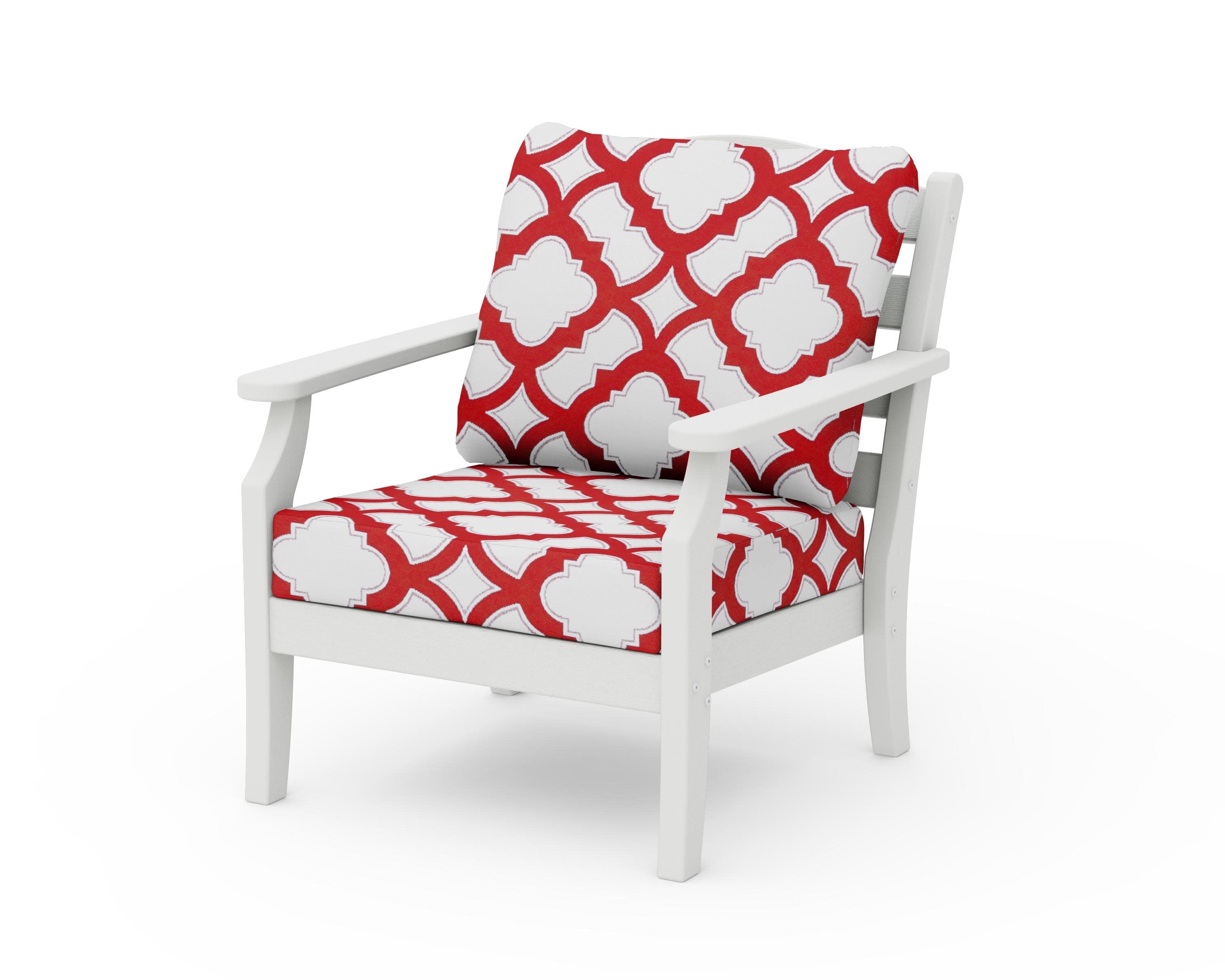 Savannah Deep Seating Chair in Vintage White / Trellis Crimson