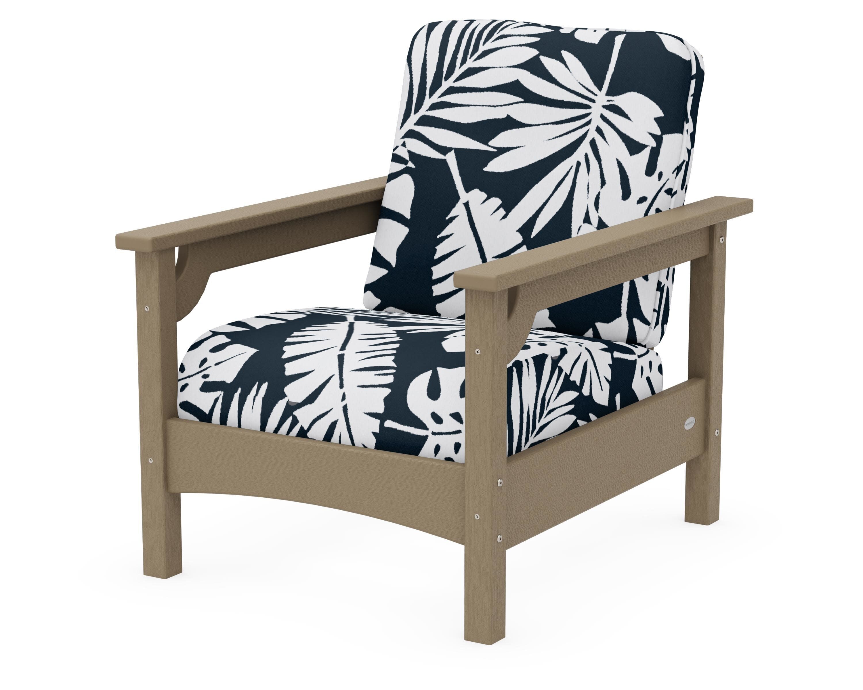 Club Chair in Vintage Sahara / Leaf Marine Indigo