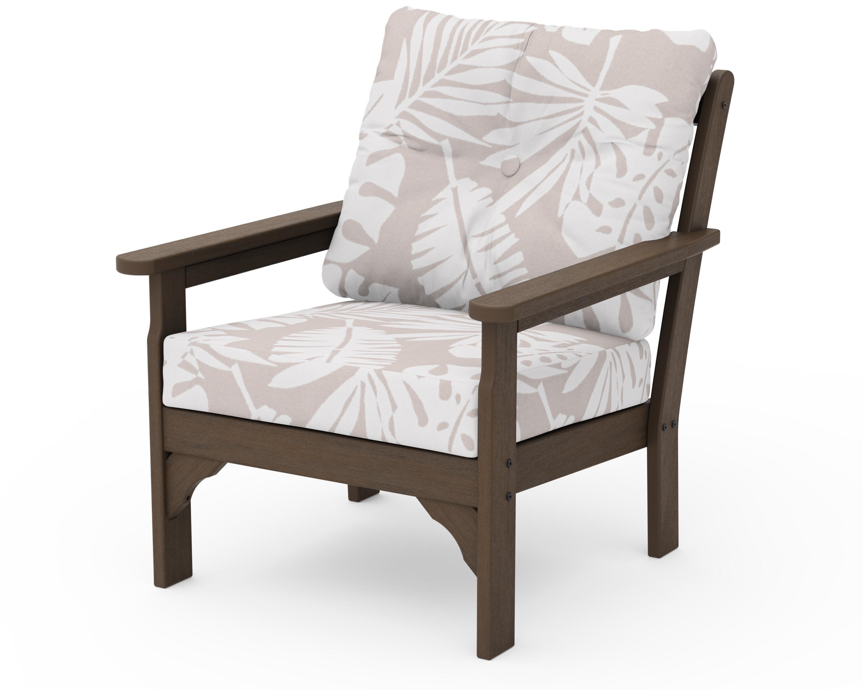Vineyard Deep Seating Chair in Kona / Leaf Dune Burlap