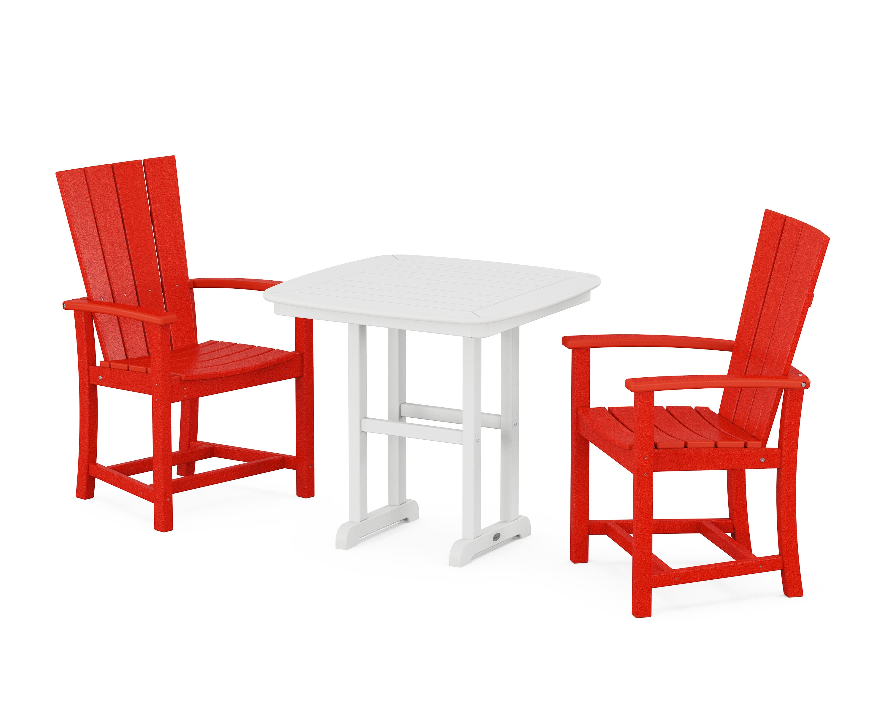 Quattro 3-Piece Dining Set in Sunset Red / White