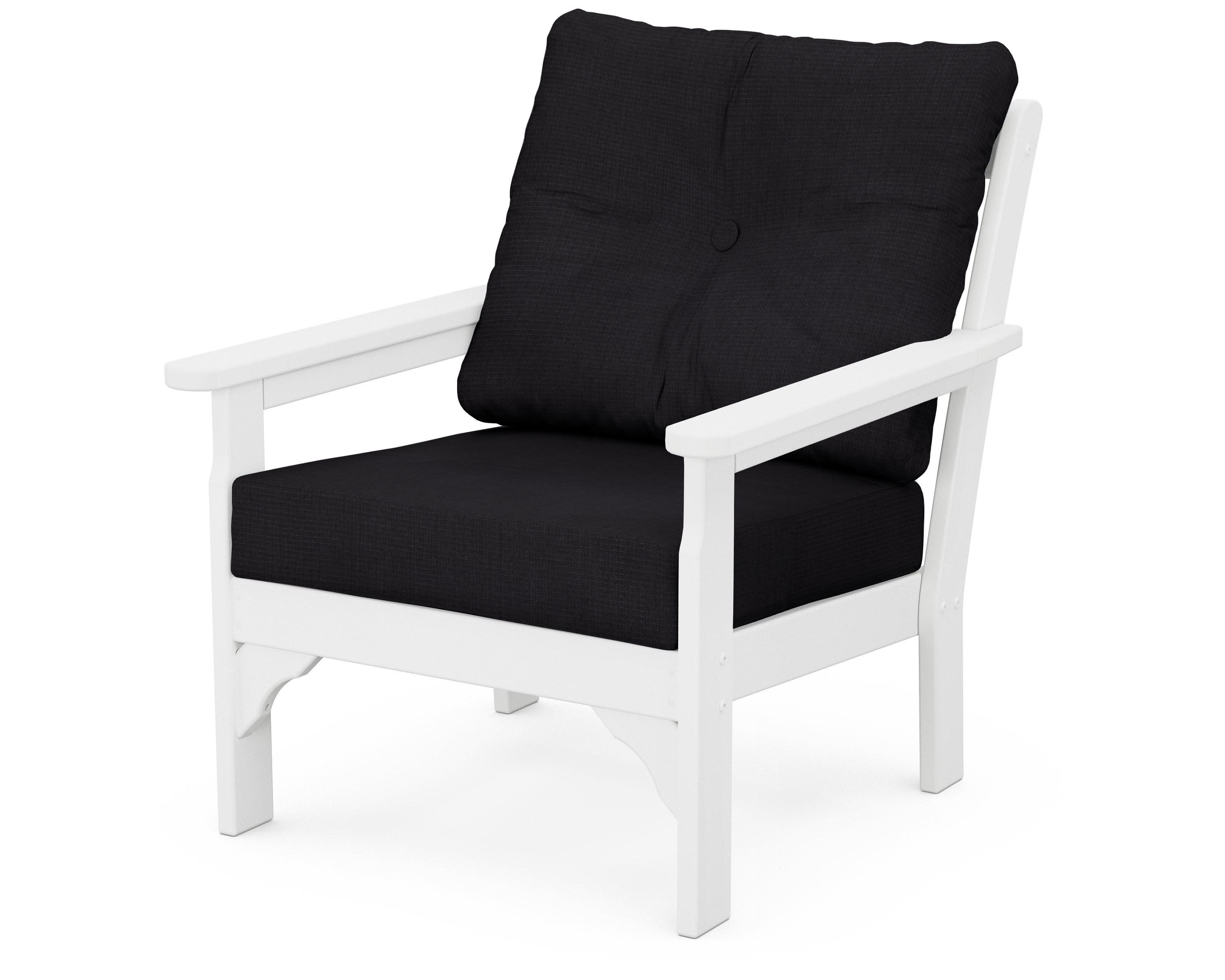 Vineyard Deep Seating Chair in White / Midnight Linen