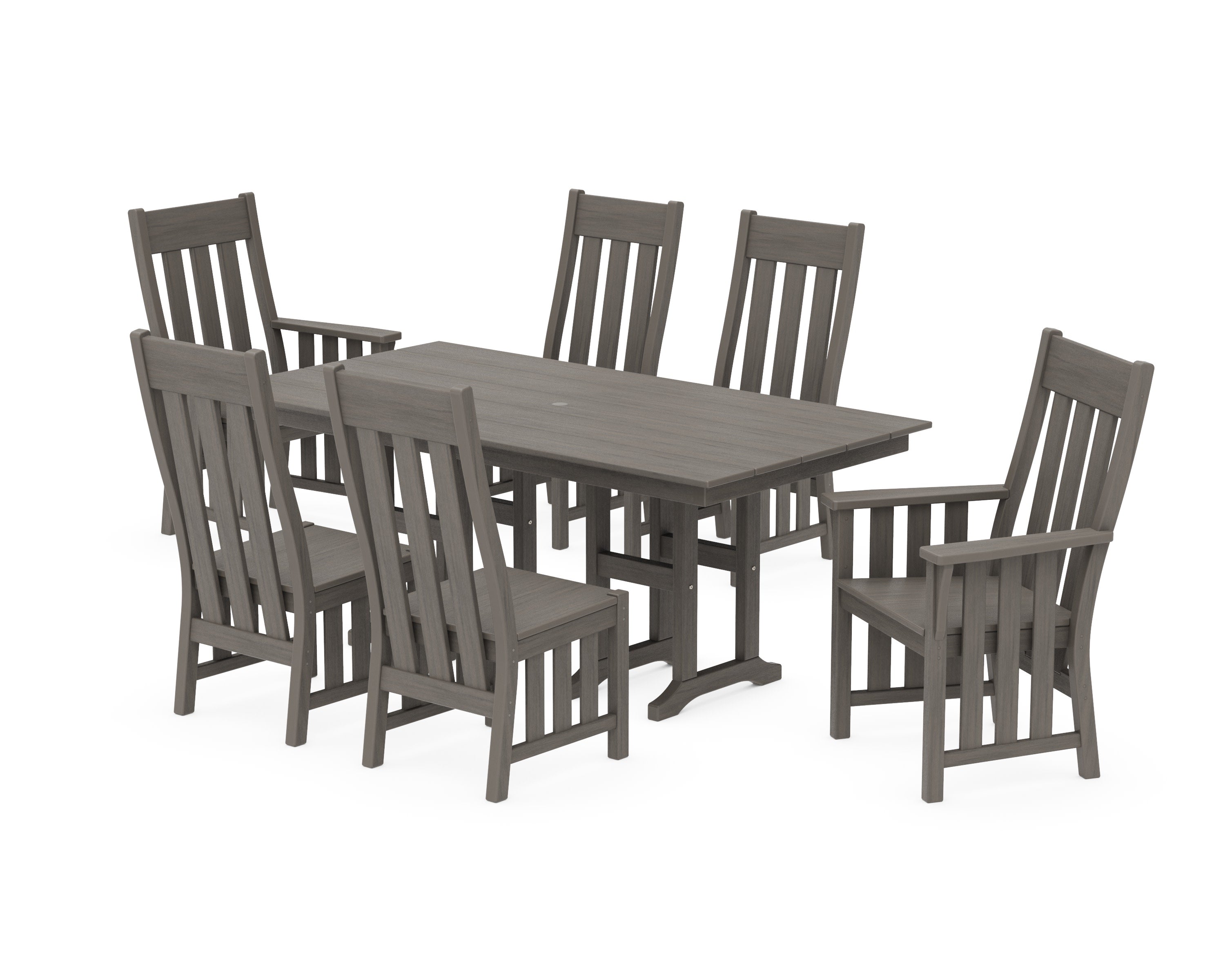 Acadia 7-Piece Farmhouse Dining Set in Driftwood