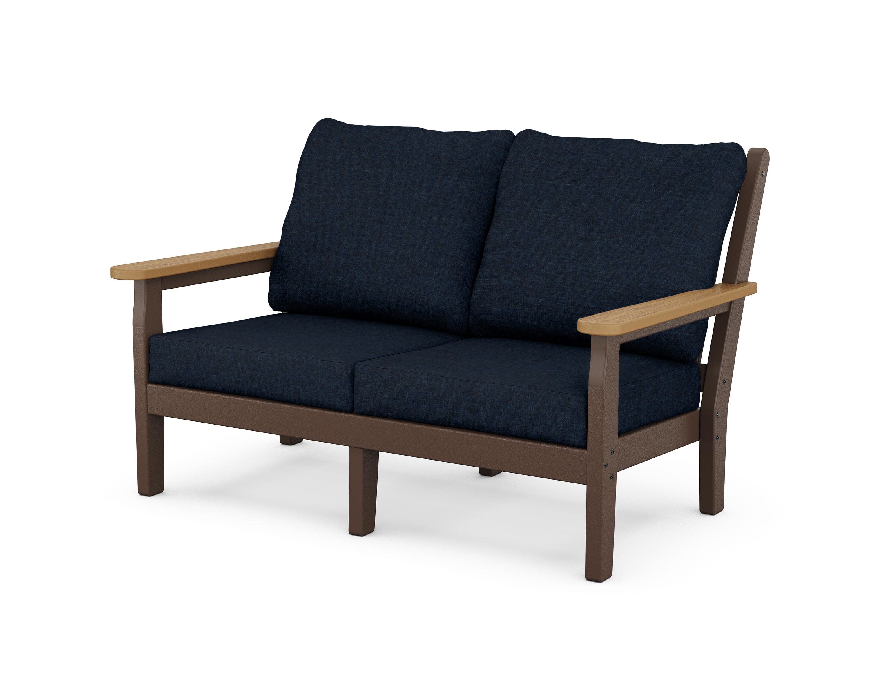 Chippendale Deep Seating Loveseat in Mahogany / Natural / Marine Indigo