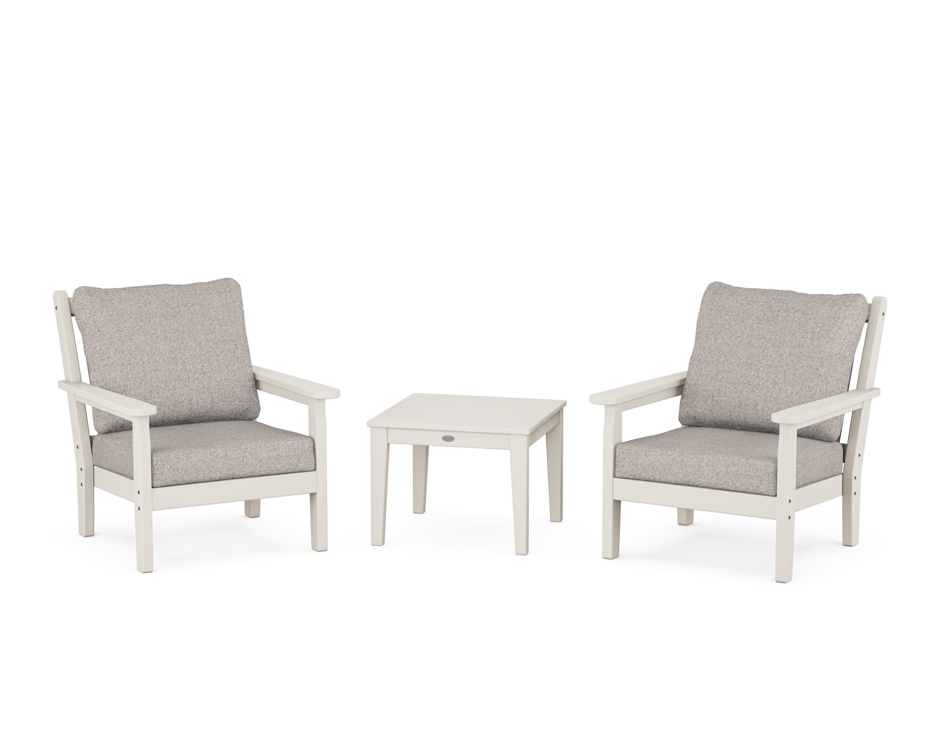 Chippendale 3-Piece Deep Seating Set in Sand / Weathered Tweed