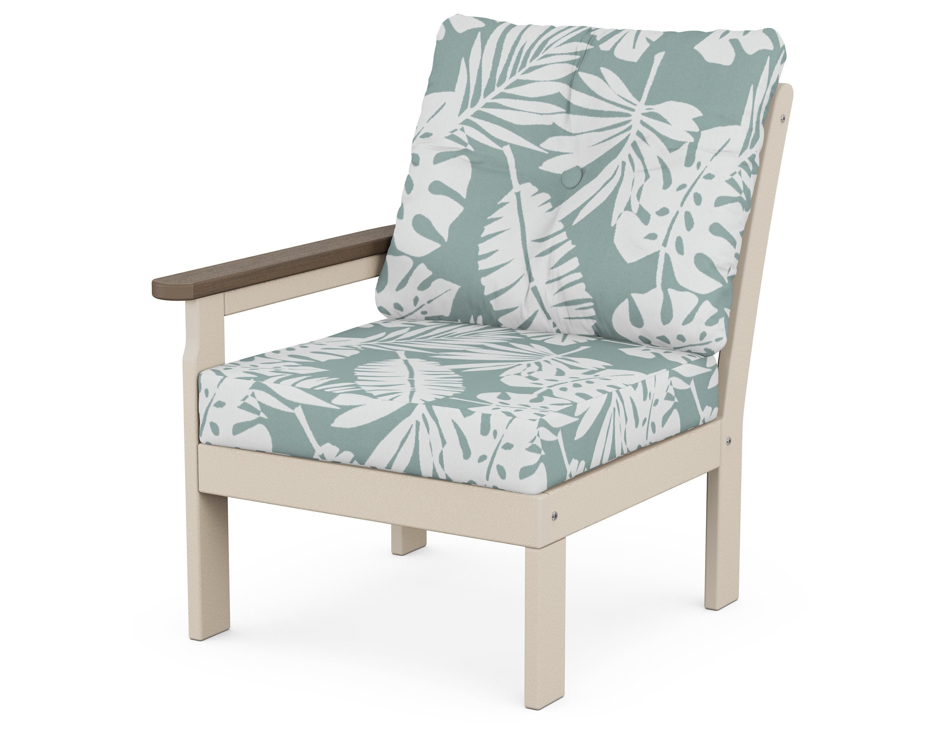 Vineyard Modular Left Arm Chair in Sand / Kona / Leaf Glacier Spa
