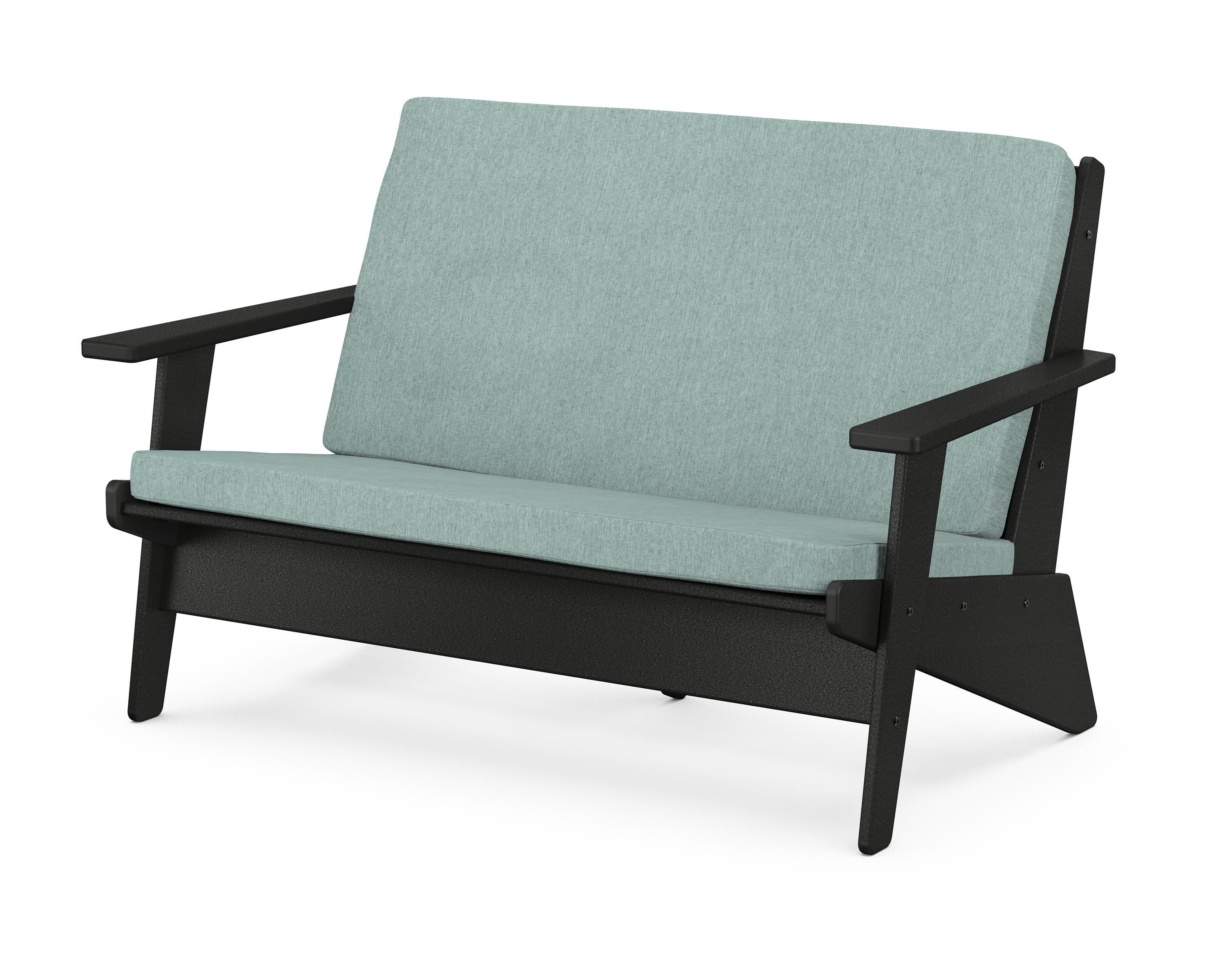 Riviera Modern Lounge Loveseat in Black / Glacier Spa