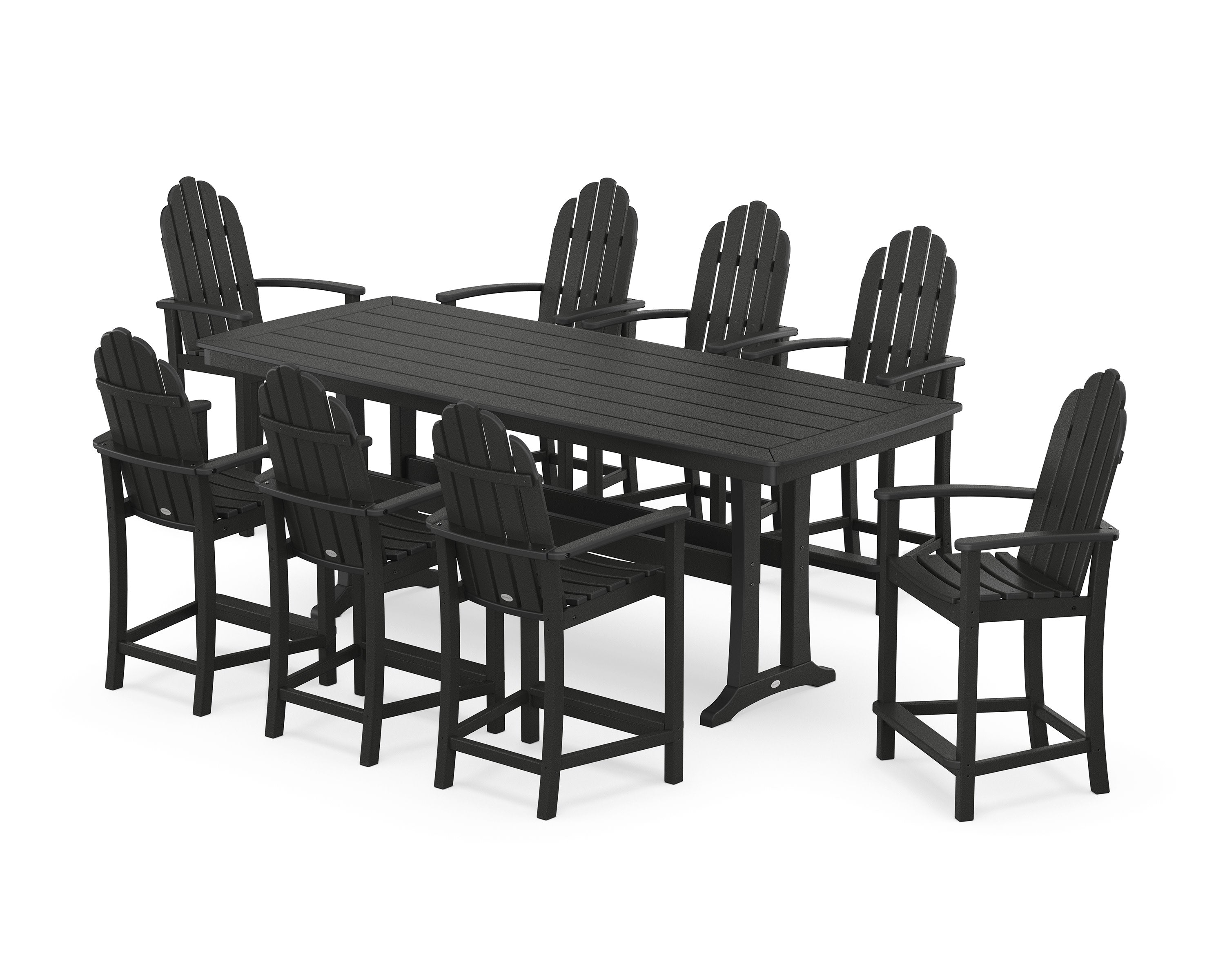 Classic Adirondack 9-Piece Counter Set with Trestle Legs in Black
