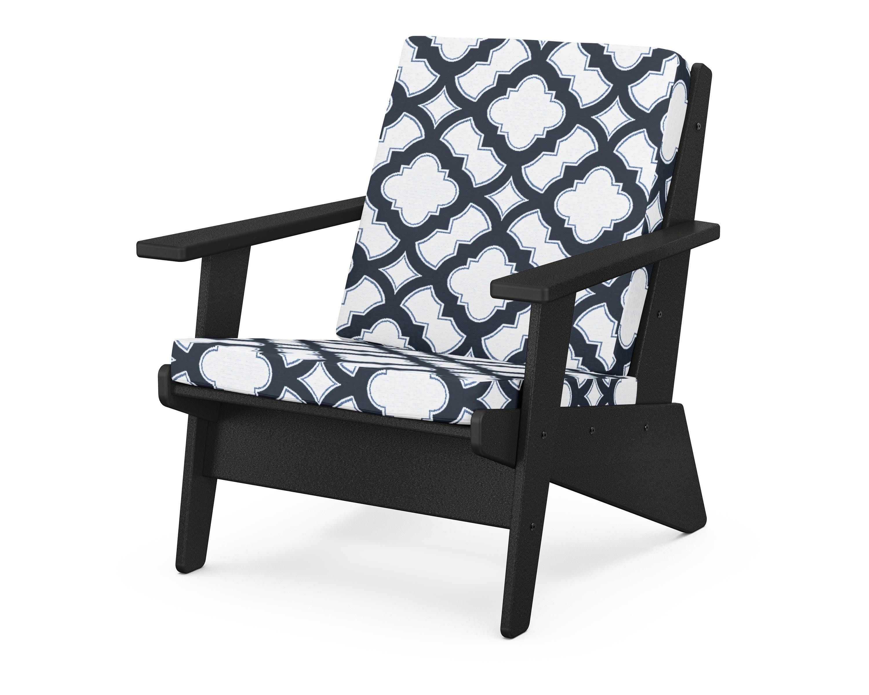 Riviera Modern Lounge Chair in Black / Trellis Marine Indigo