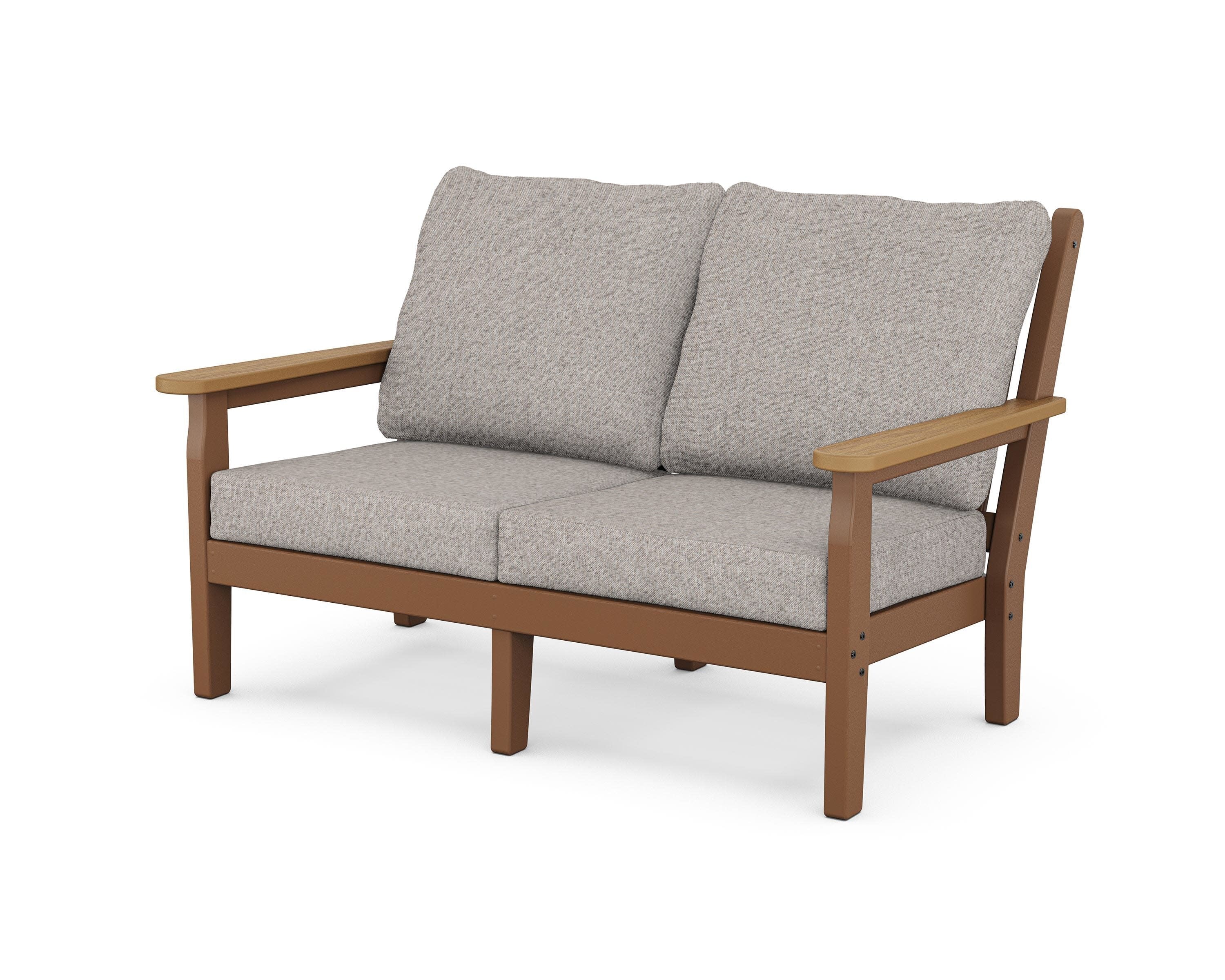 Chippendale Deep Seating Loveseat in Teak / Natural / Weathered Tweed