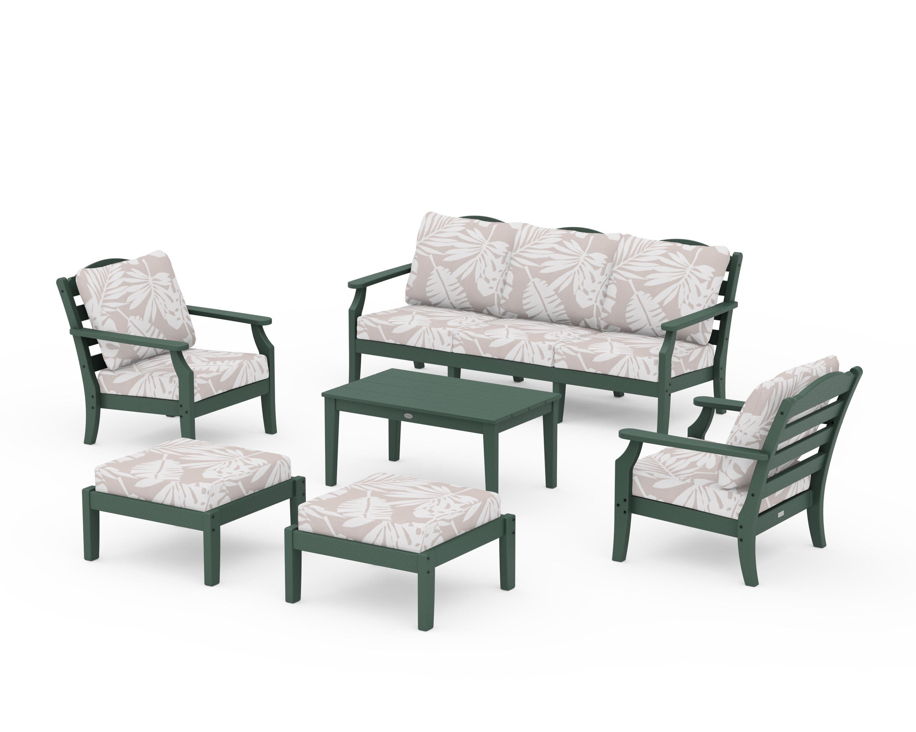 Savannah 6-Piece Lounge Sofa Set in Green / Leaf Dune Burlap