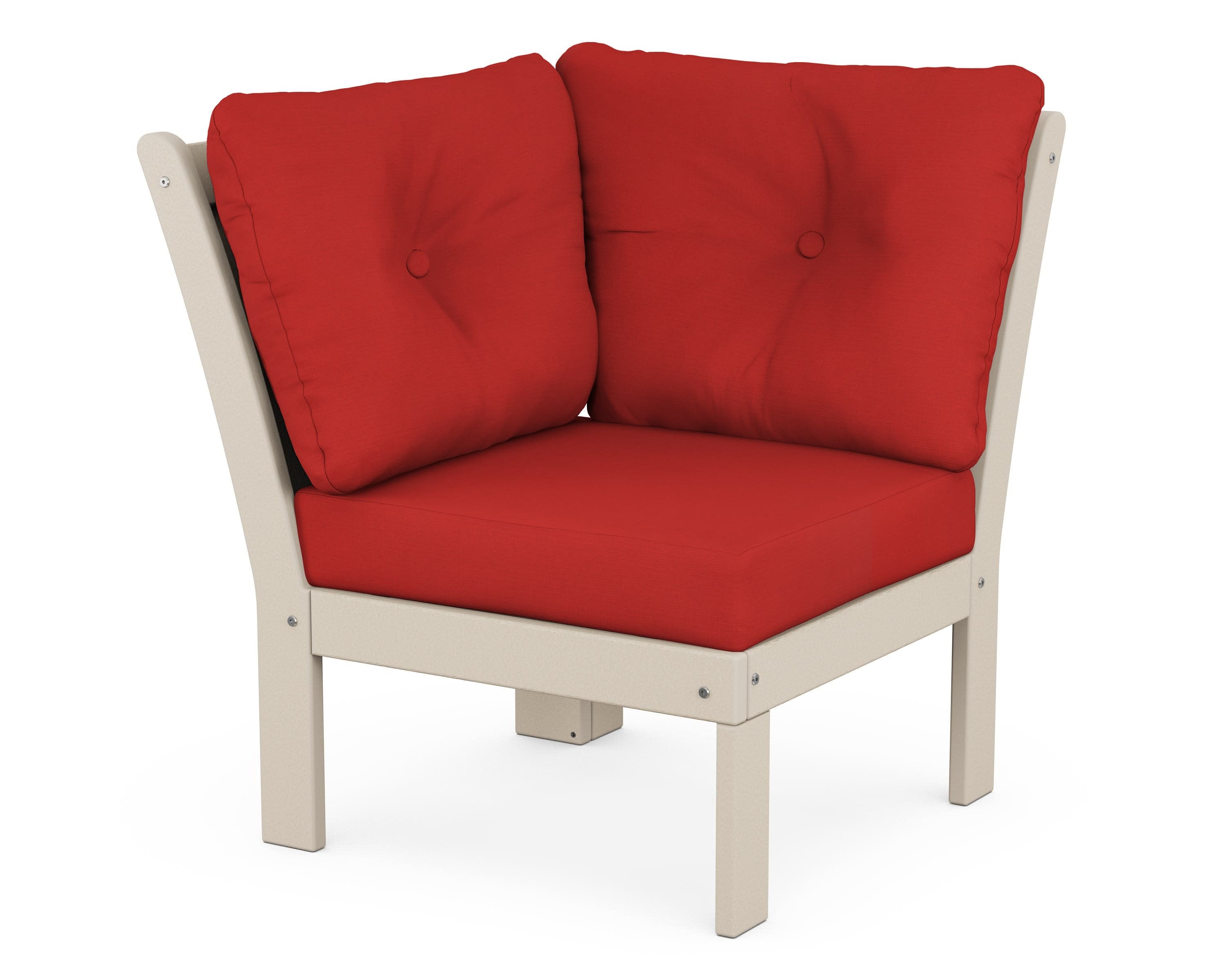 Vineyard Modular Corner Chair in Sand / Crimson Linen