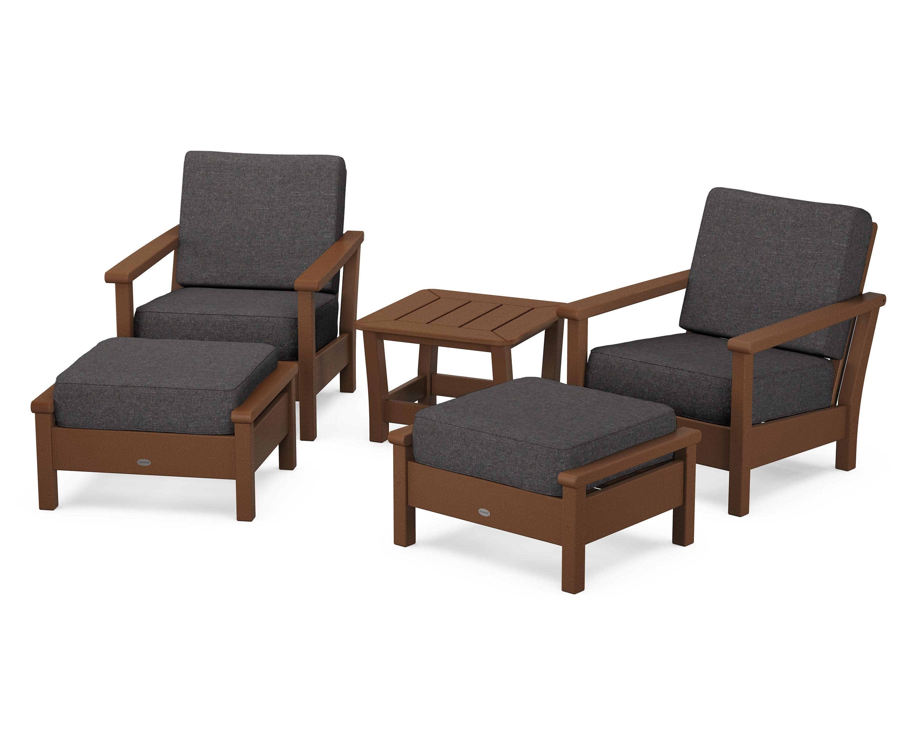 Harbour 5-Piece Deep Seating Chair Set in Teak / Ash Charcoal